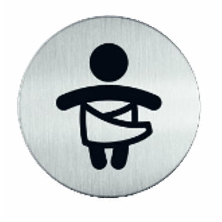 Ronde pictogram Baby verzorgen | RVS | Opdruk zwart | Lasertechniek | Zelfklevend