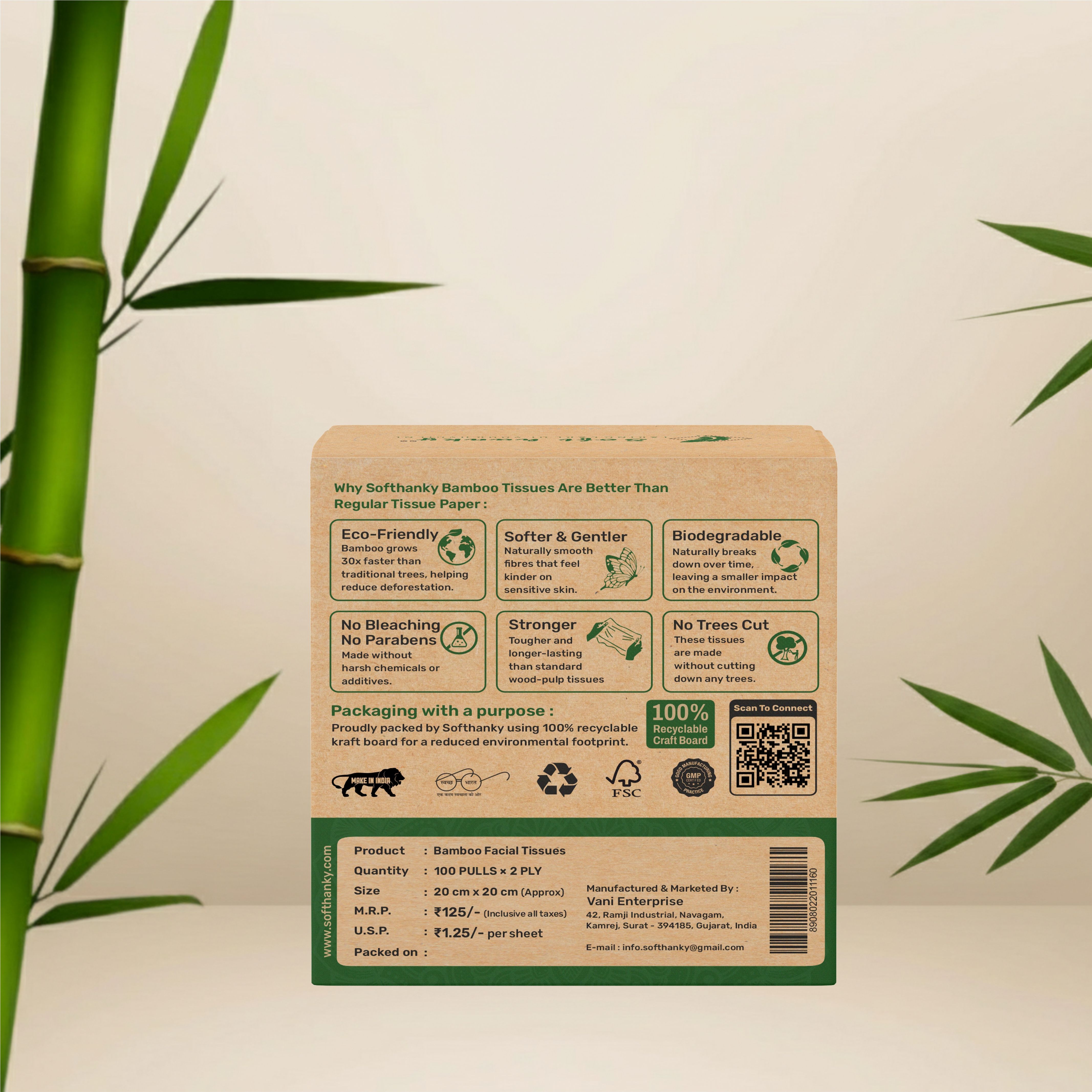 Softhanky Bamboo Cube Facial Tissues - view 3