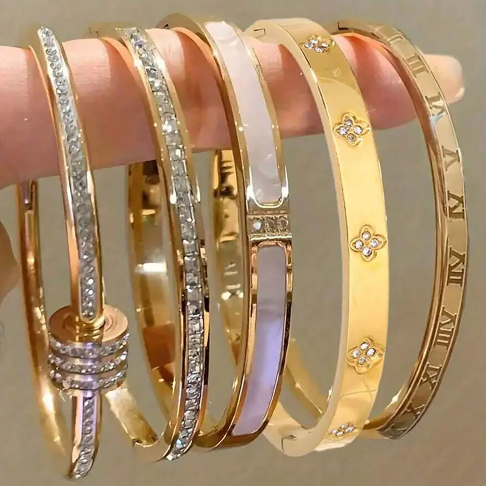 Zirconia Bracelet Set for Women | Stainless Steel Bangles