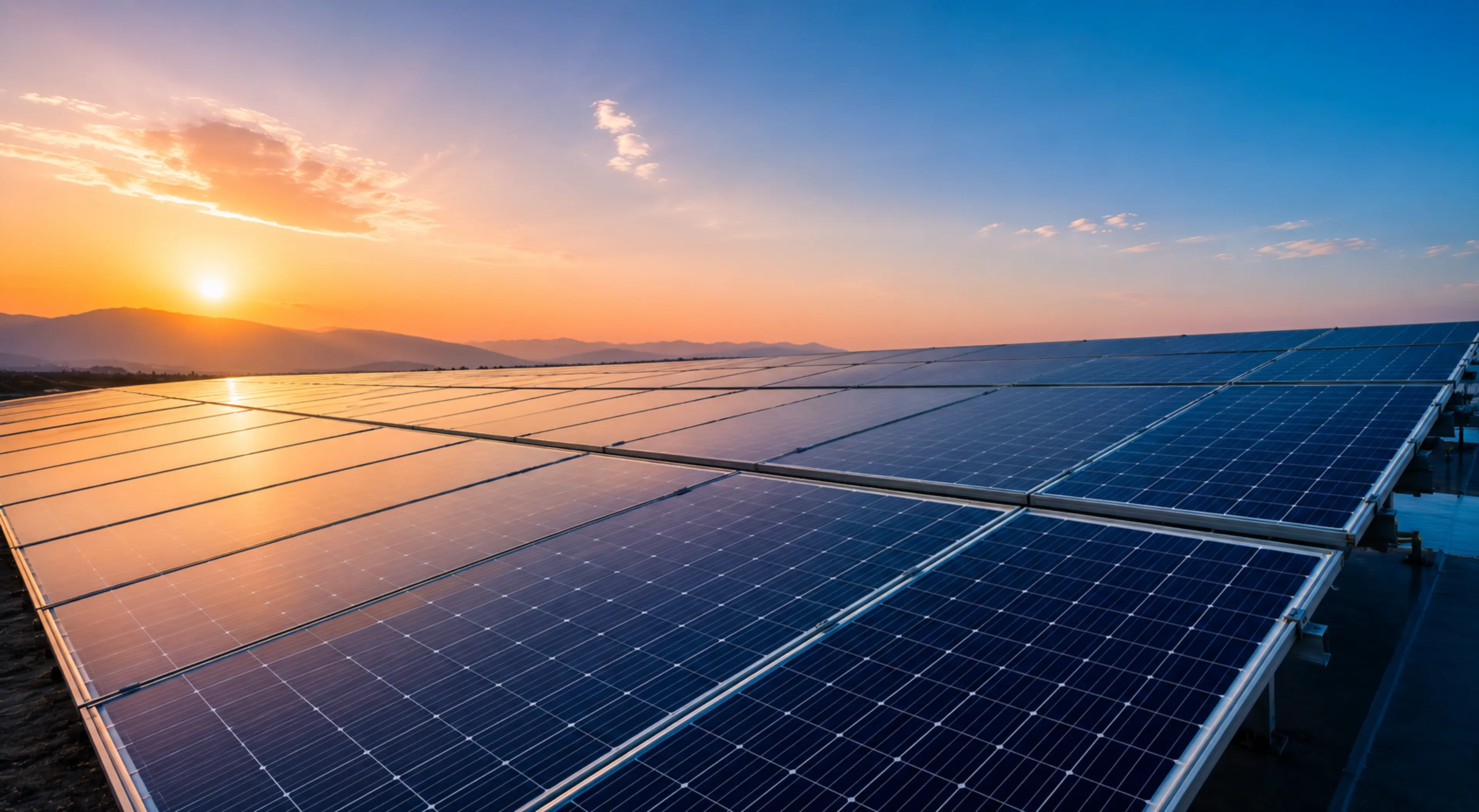 Solar panels on industrial rooftop