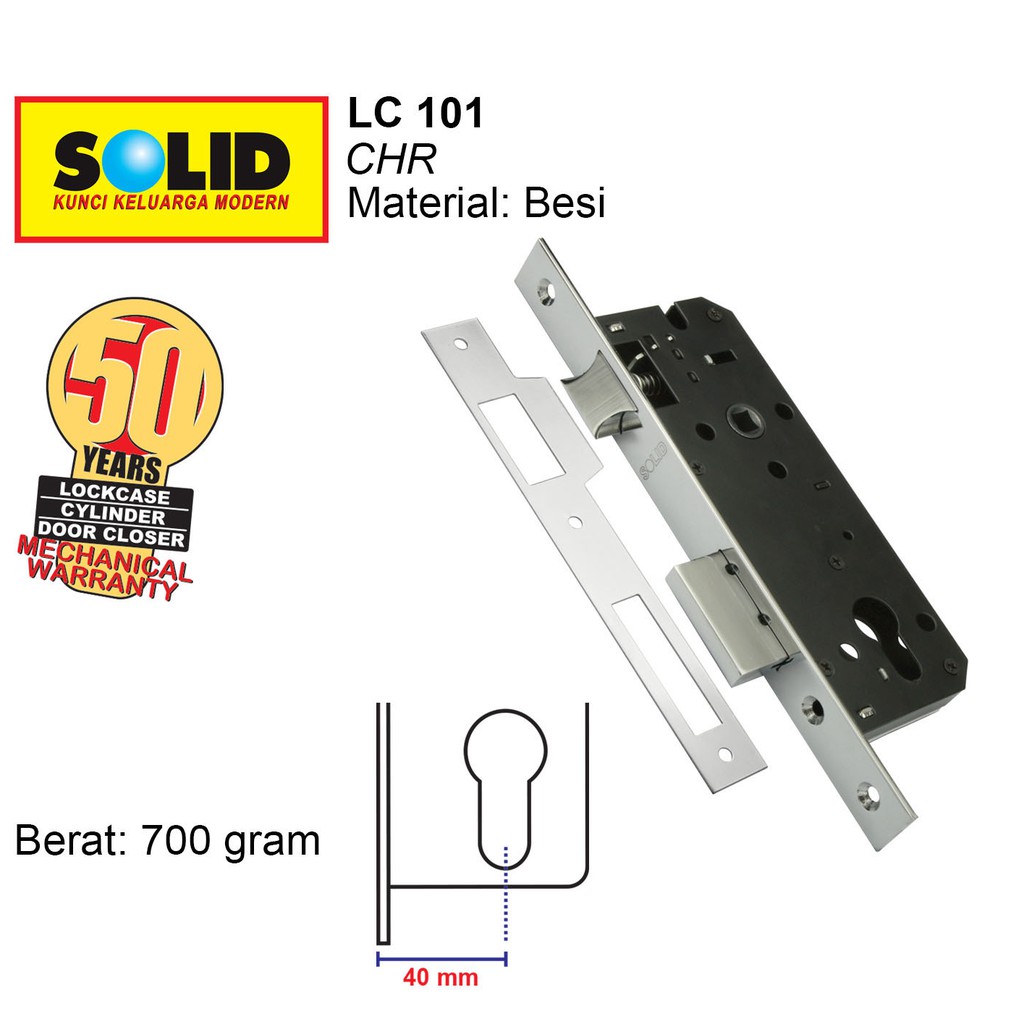 Lockcase Solid LC 101 WL-40 gp/chr