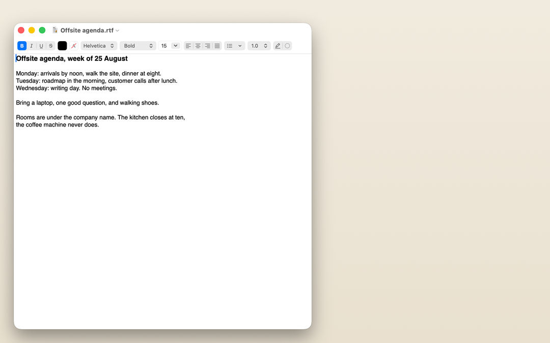 The same desk as a screen share sees it: the notes are not there