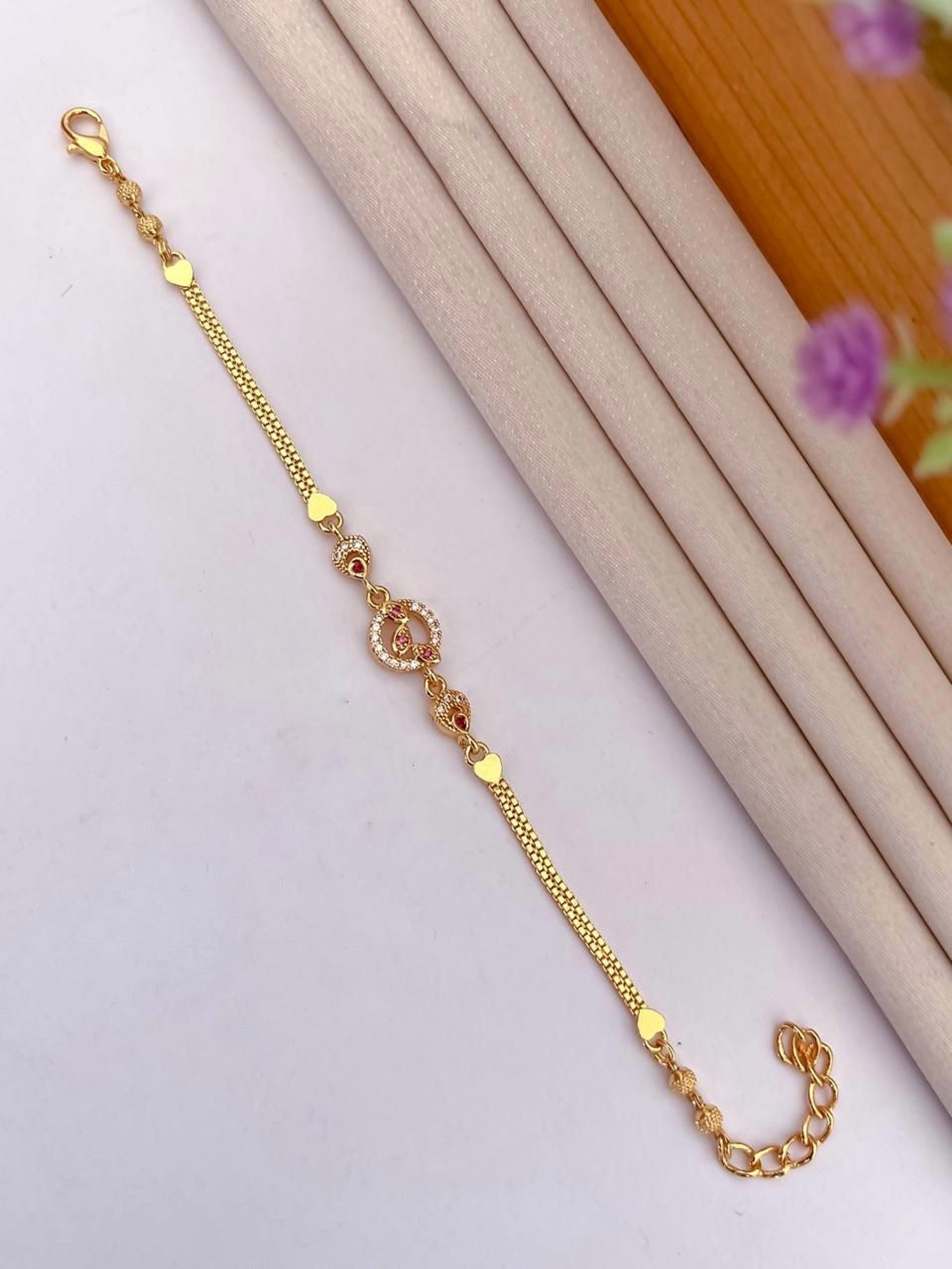 Pink AD Stone Gold-Tone Bracelet
