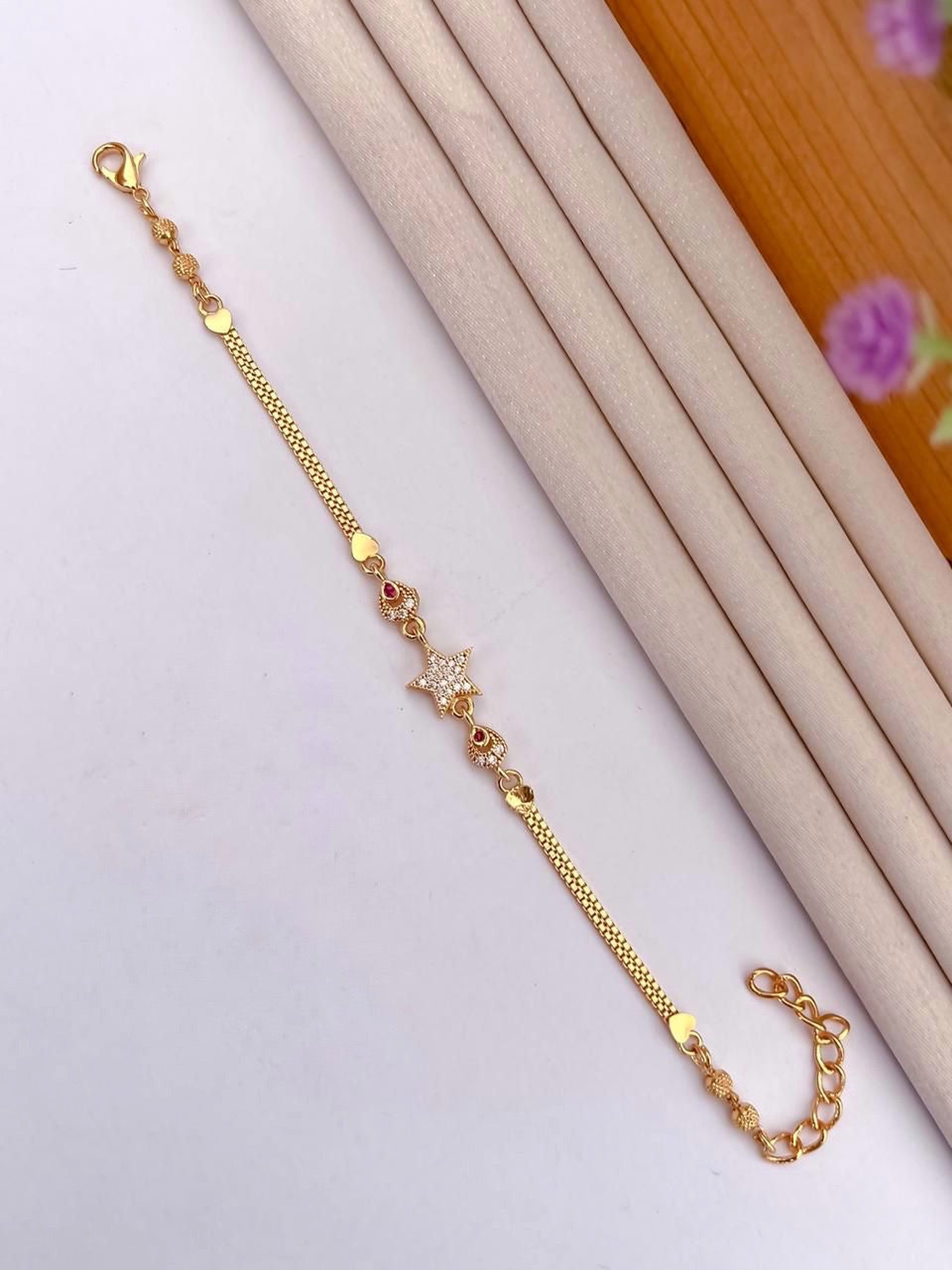 Star Motif AD Stone Gold-Tone Bracelet