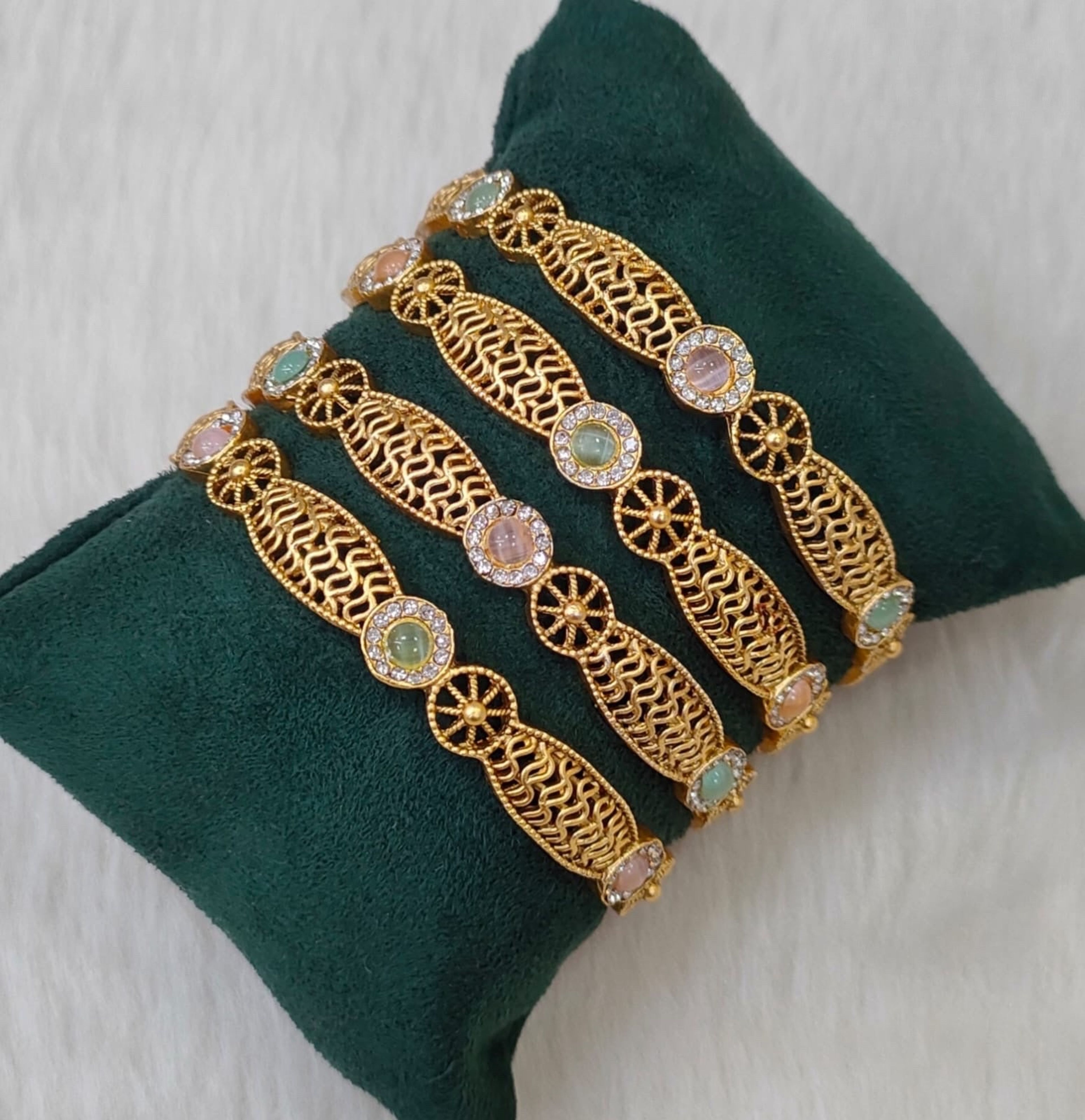 Filigree Multicolour Stone Bangle Set (Size 2.8)