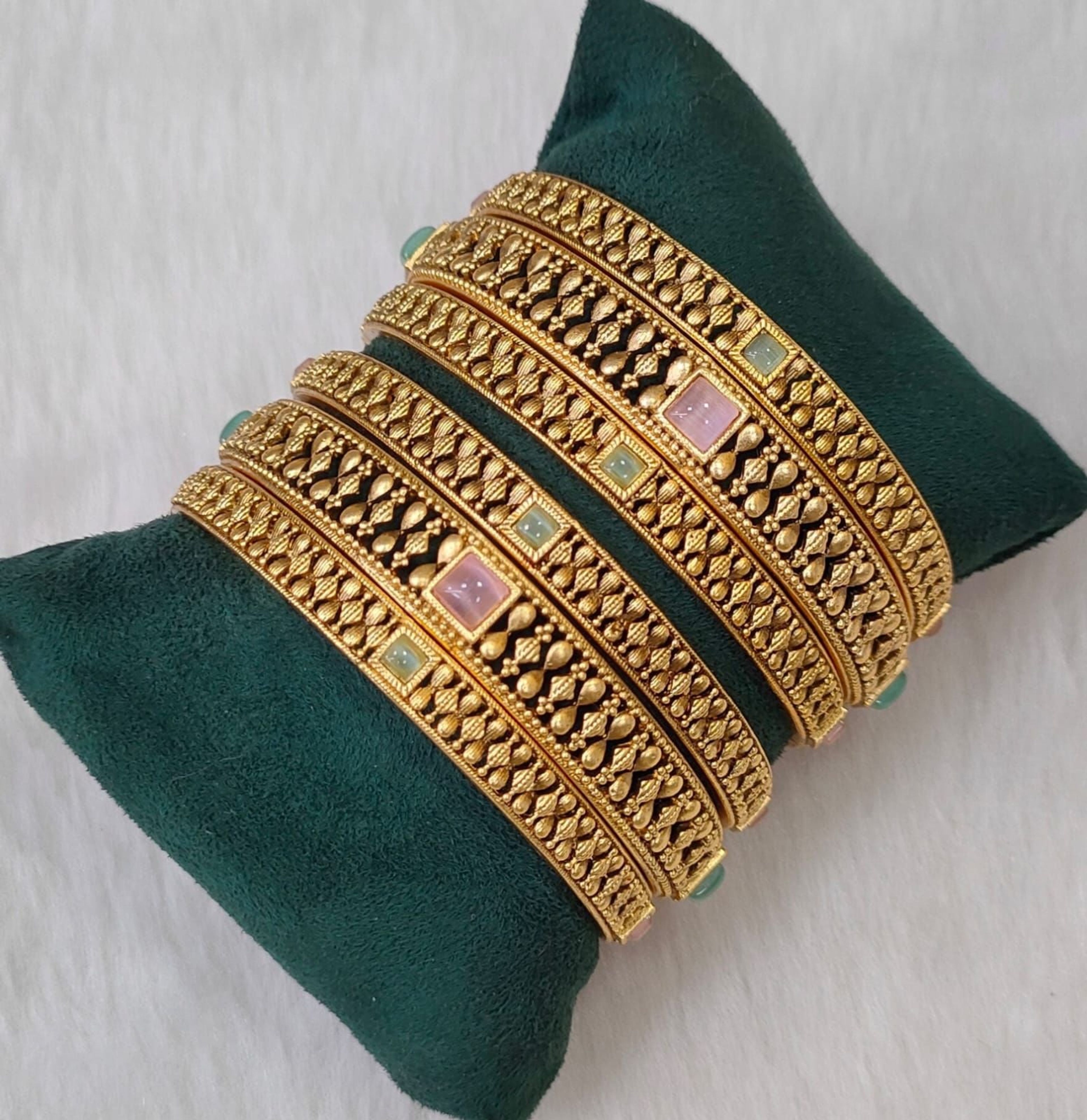 Antique Multicolour Stone Bangle Set (Size 2.8)