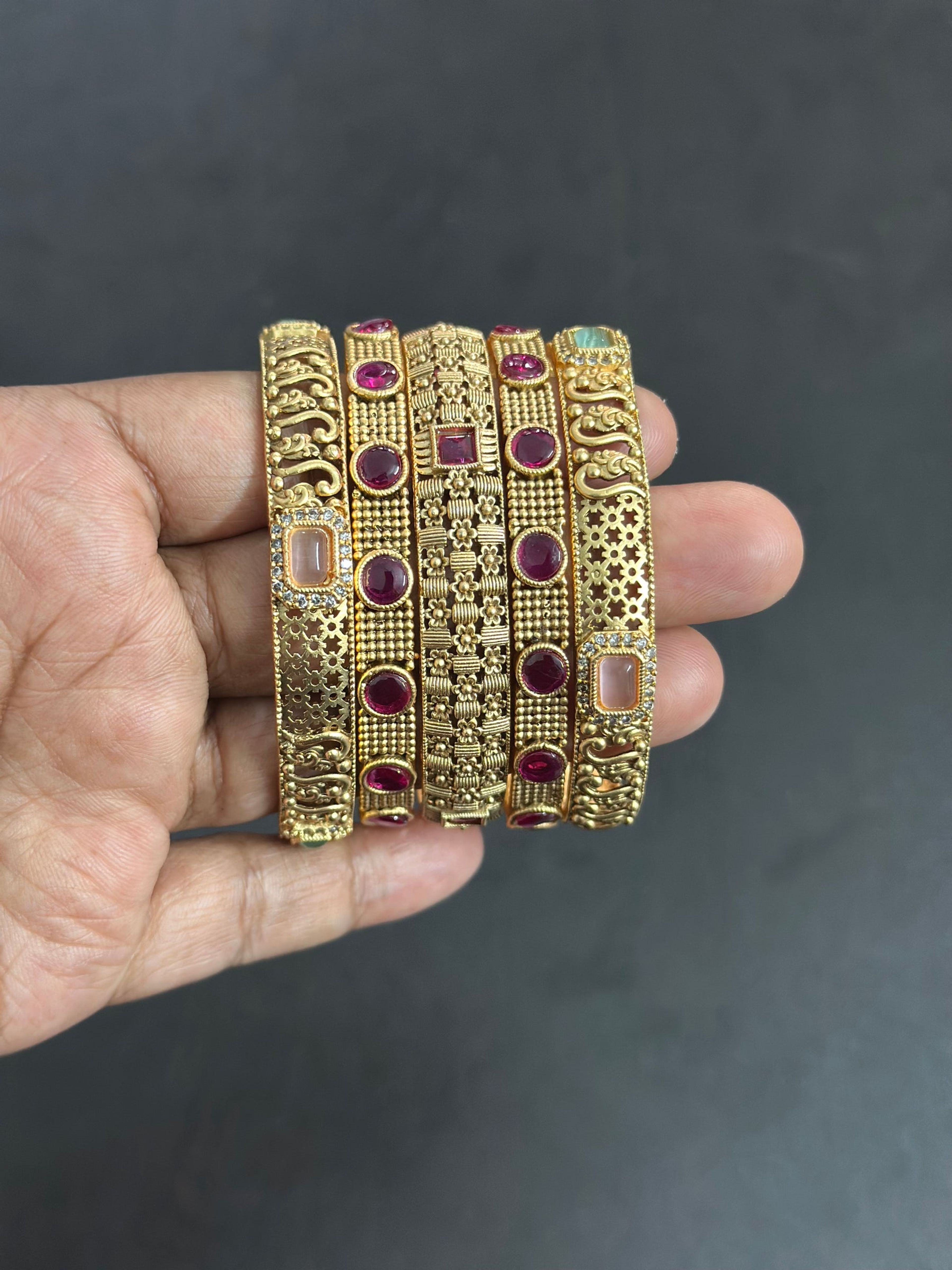 Antique Floral Filigree Bangle (Size 2.4)