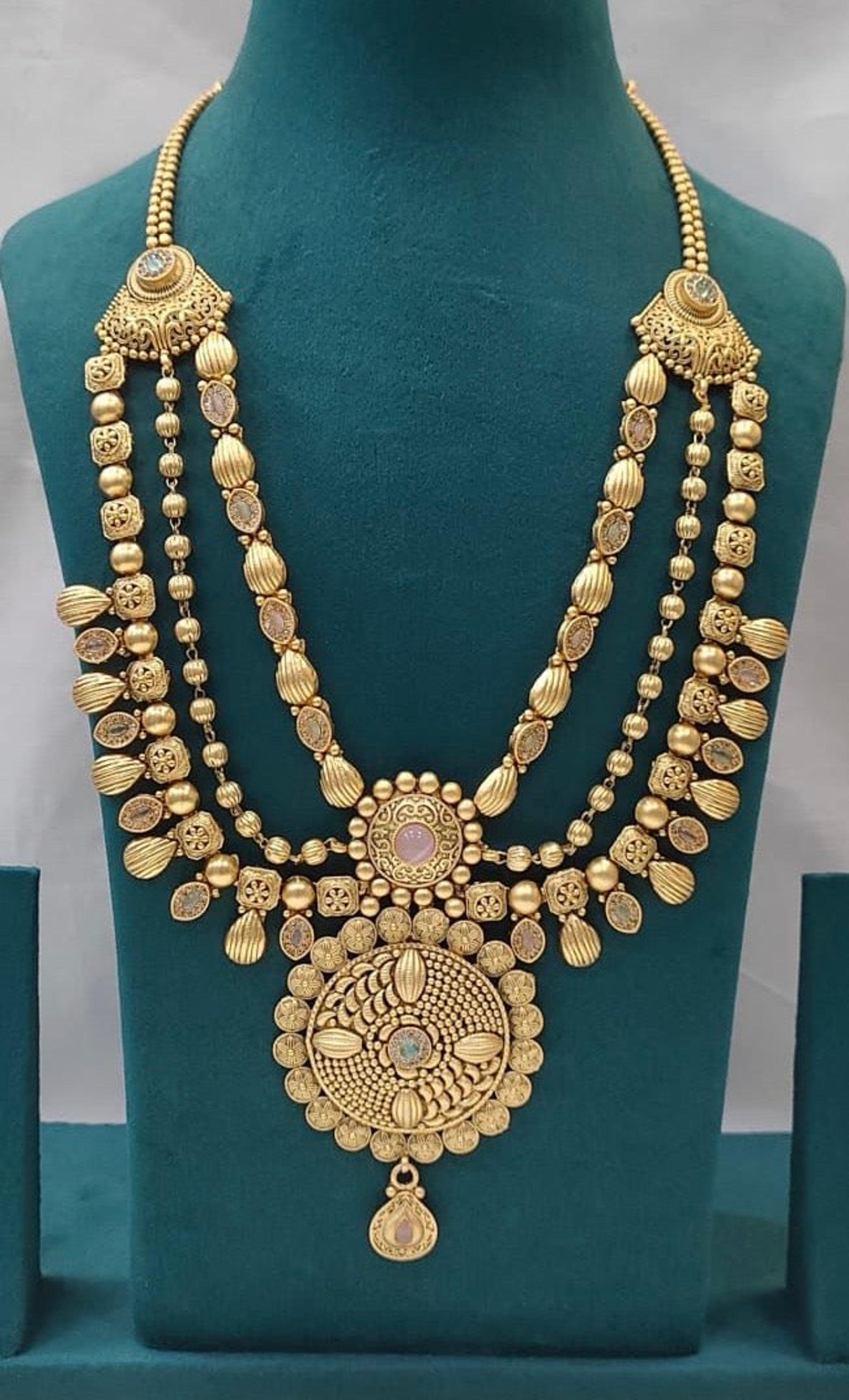 Antique Textured Medallion Layered Necklace