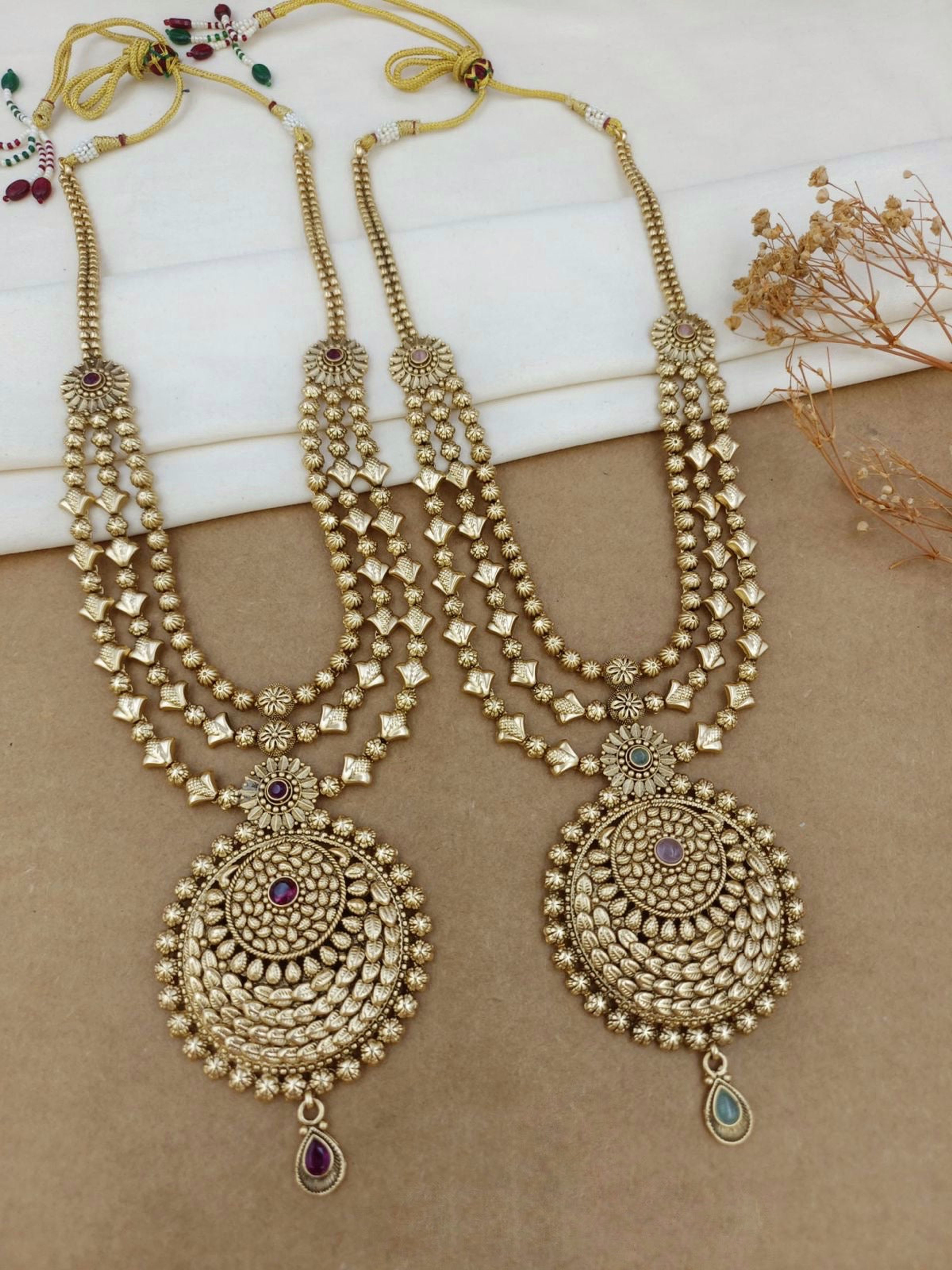 Antique Round Medallion Layered Long Necklace