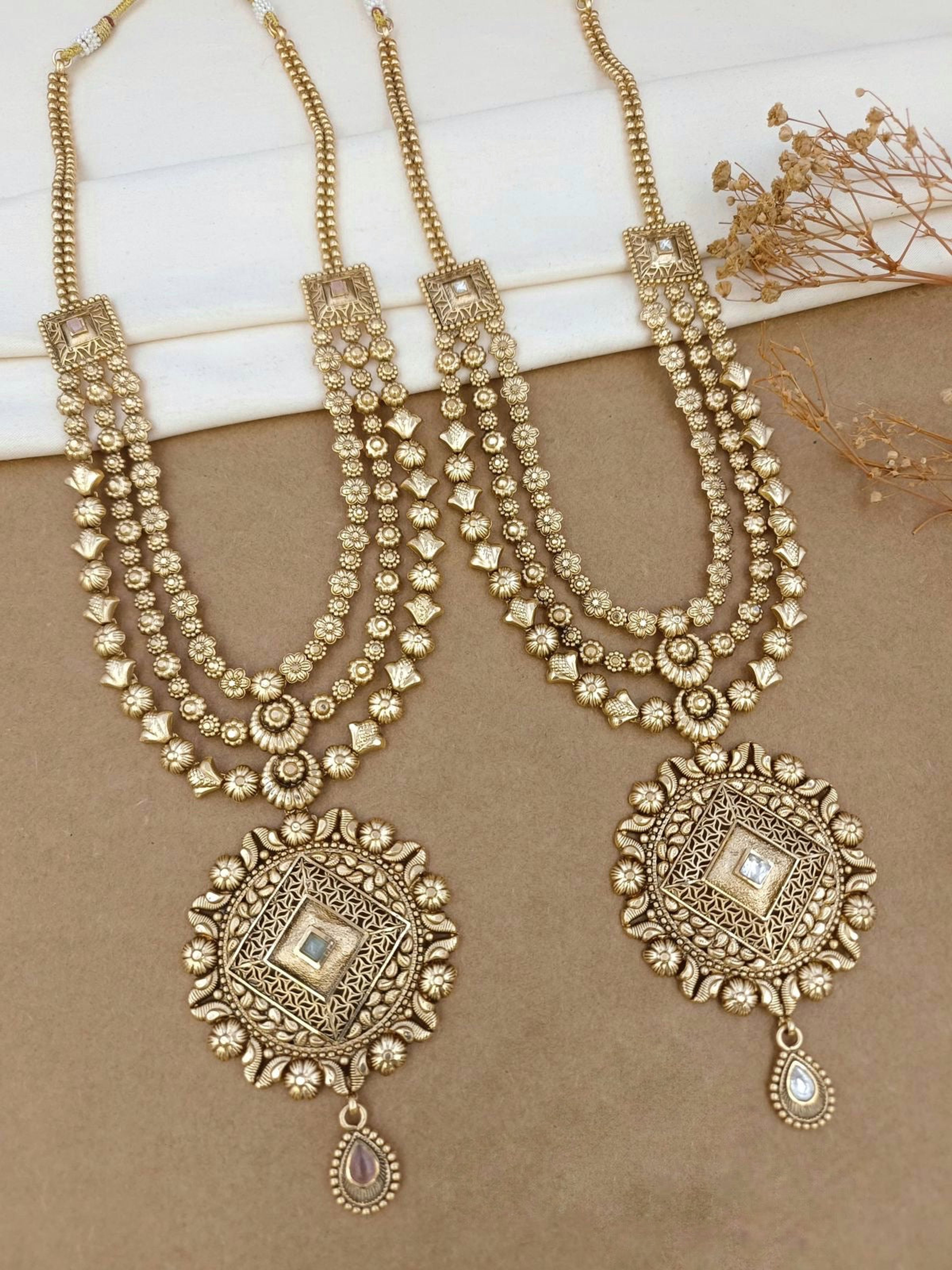 Antique Gold-Tone Medallion Layered Necklace