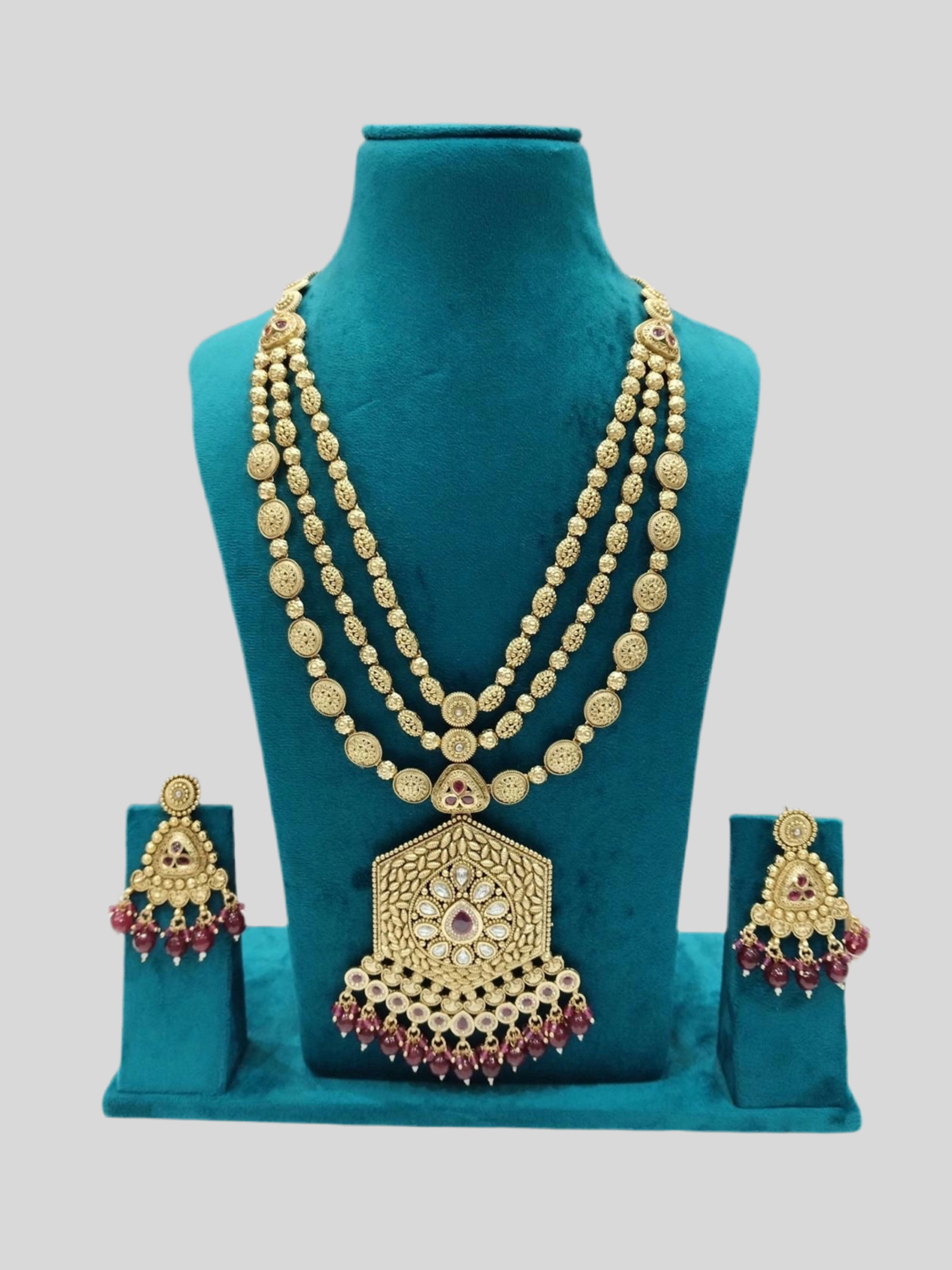 Antique Hexagonal Floral Layered Necklace