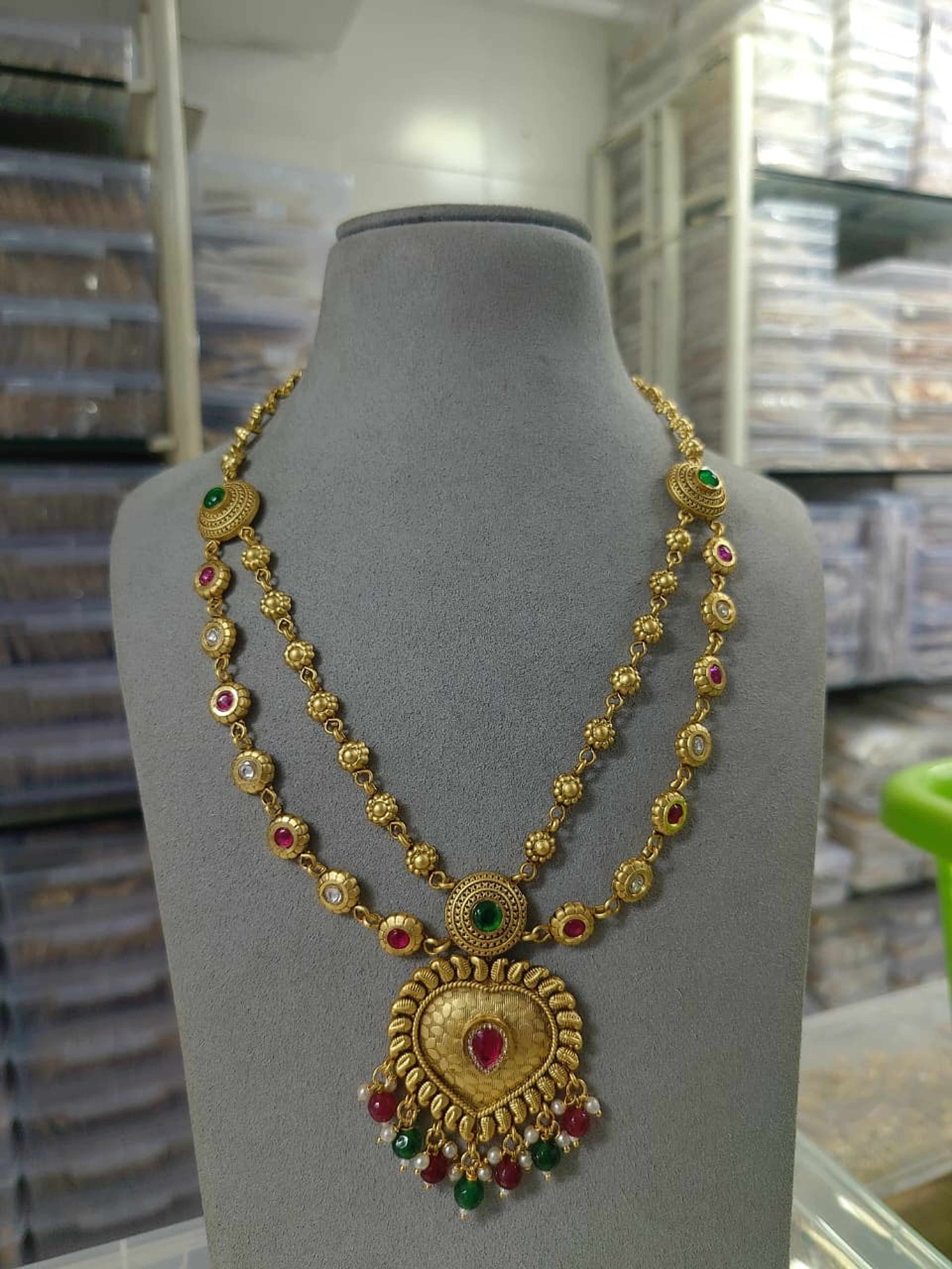 Antique Heart Pendant Layered Necklace