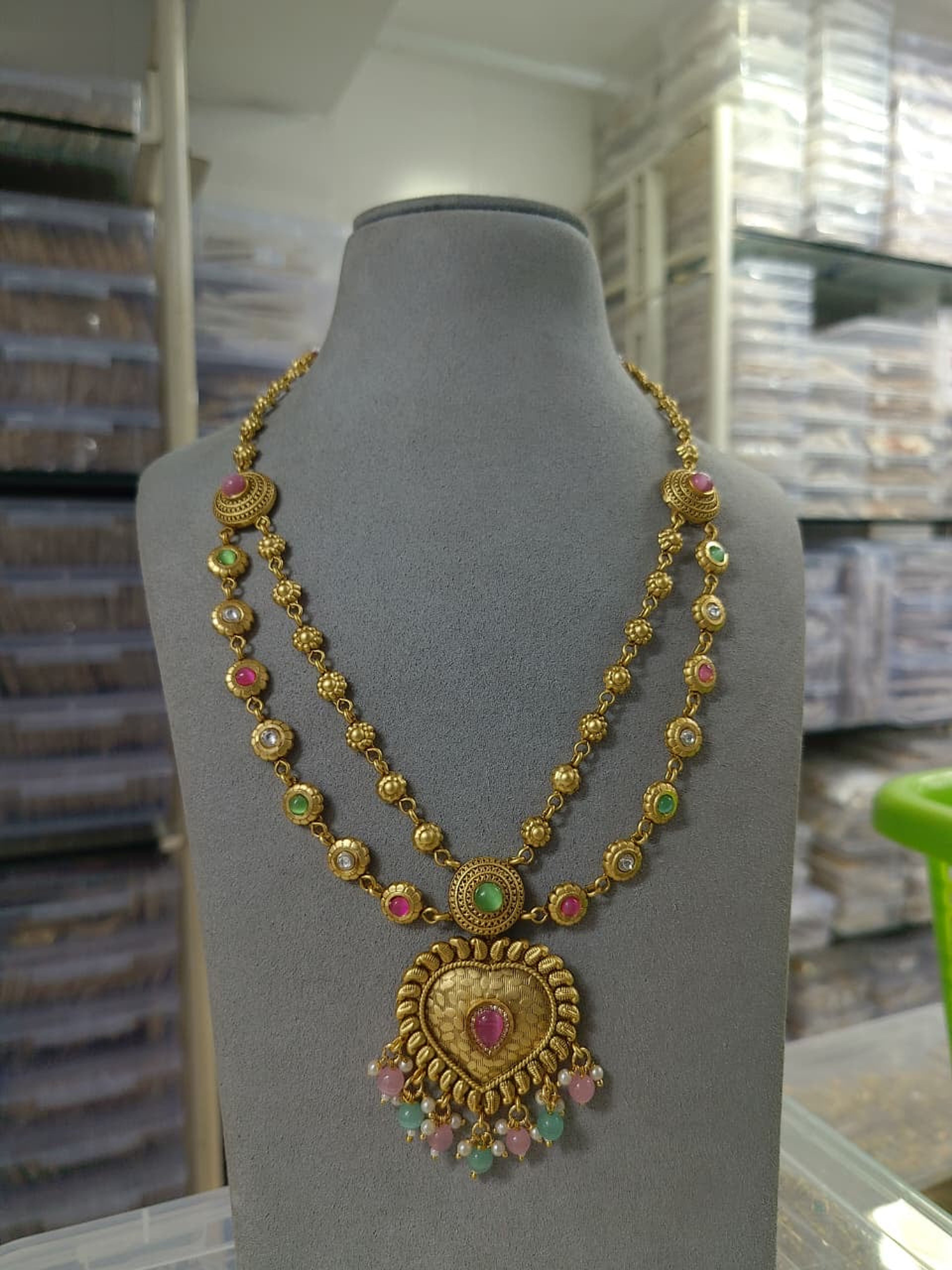 Antique Textured Heart Layered Necklace