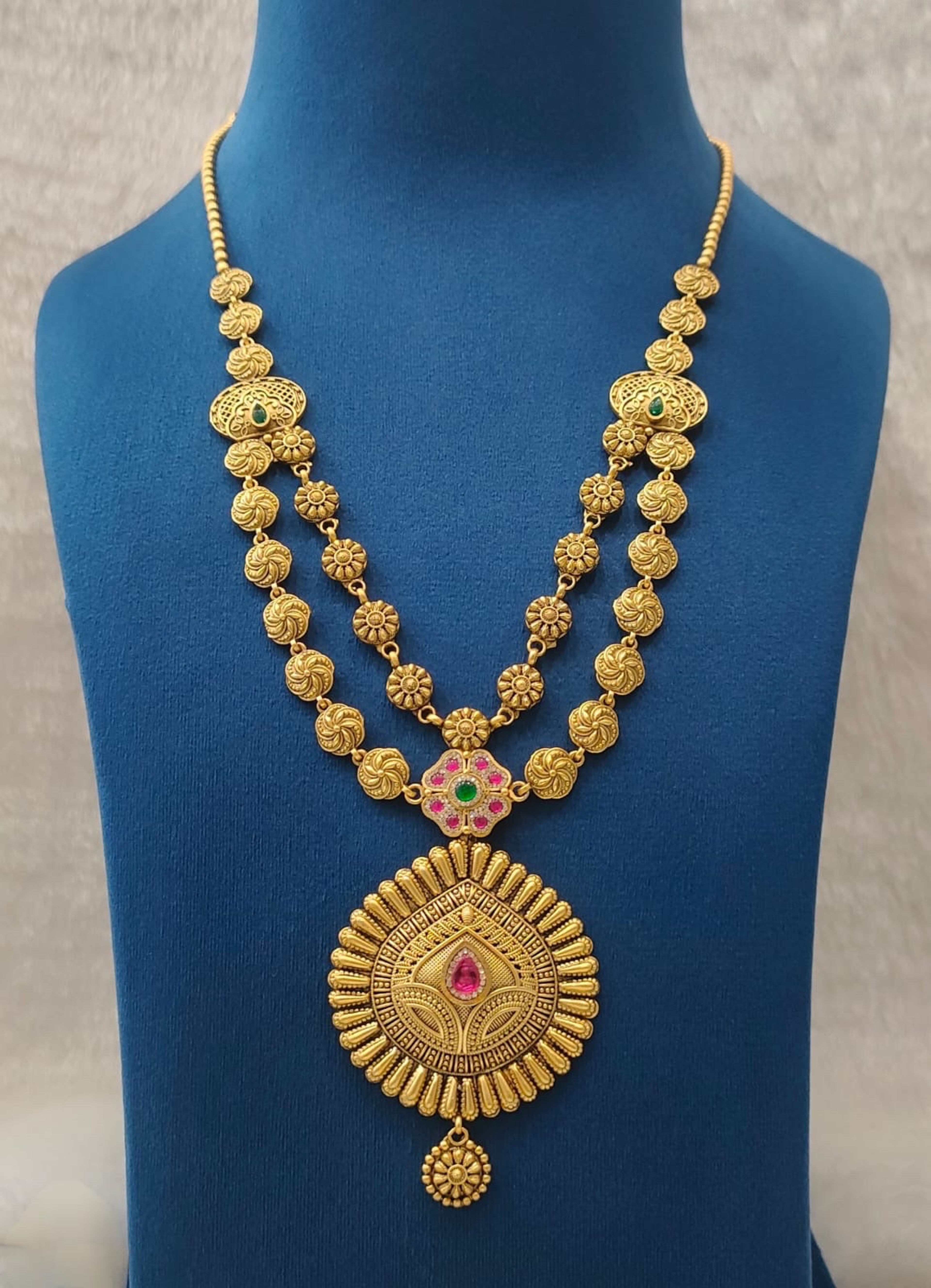 Antique Sunburst Medallion Layered Necklace