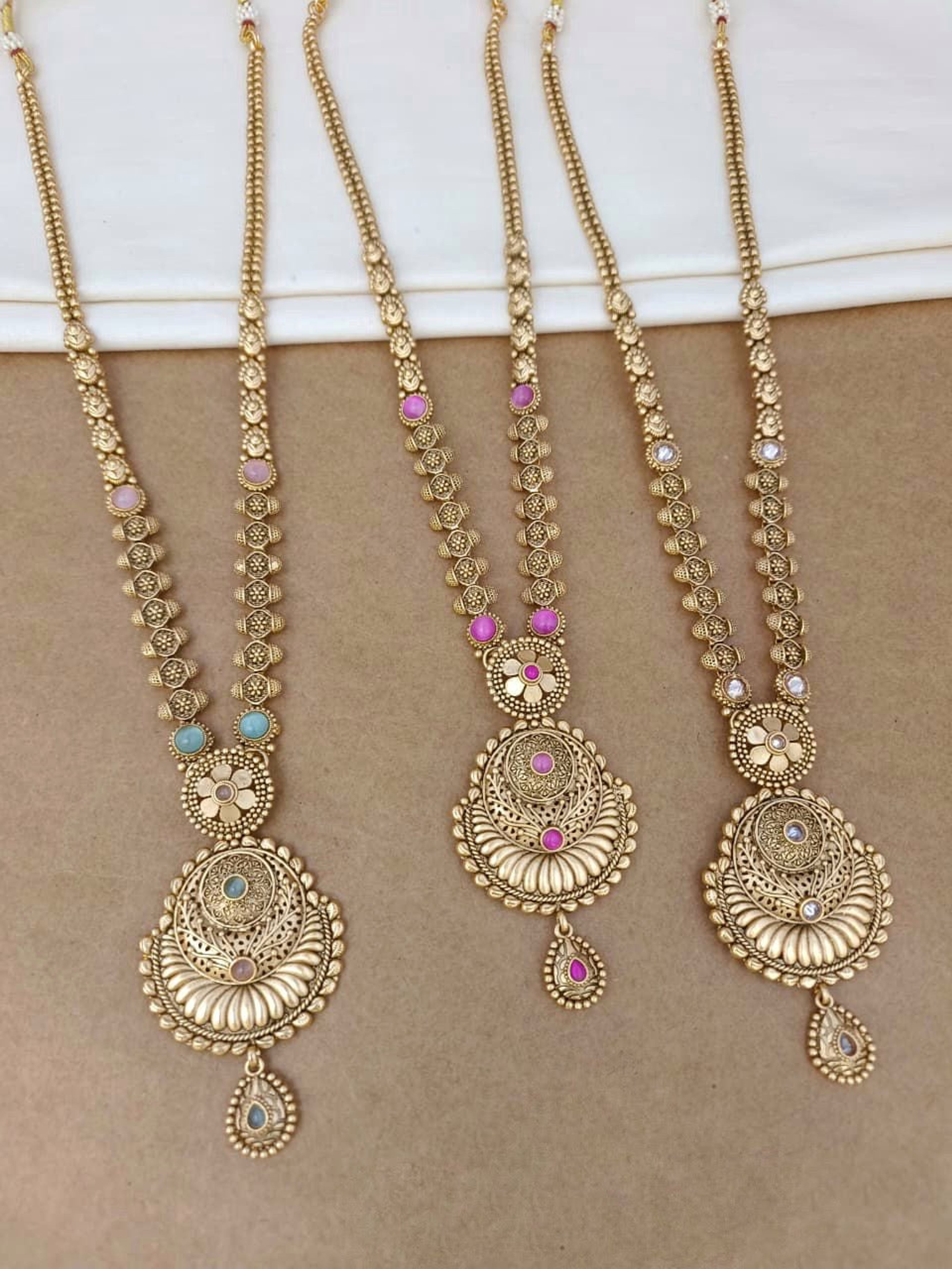 Floral Medallion Antique Long Necklace