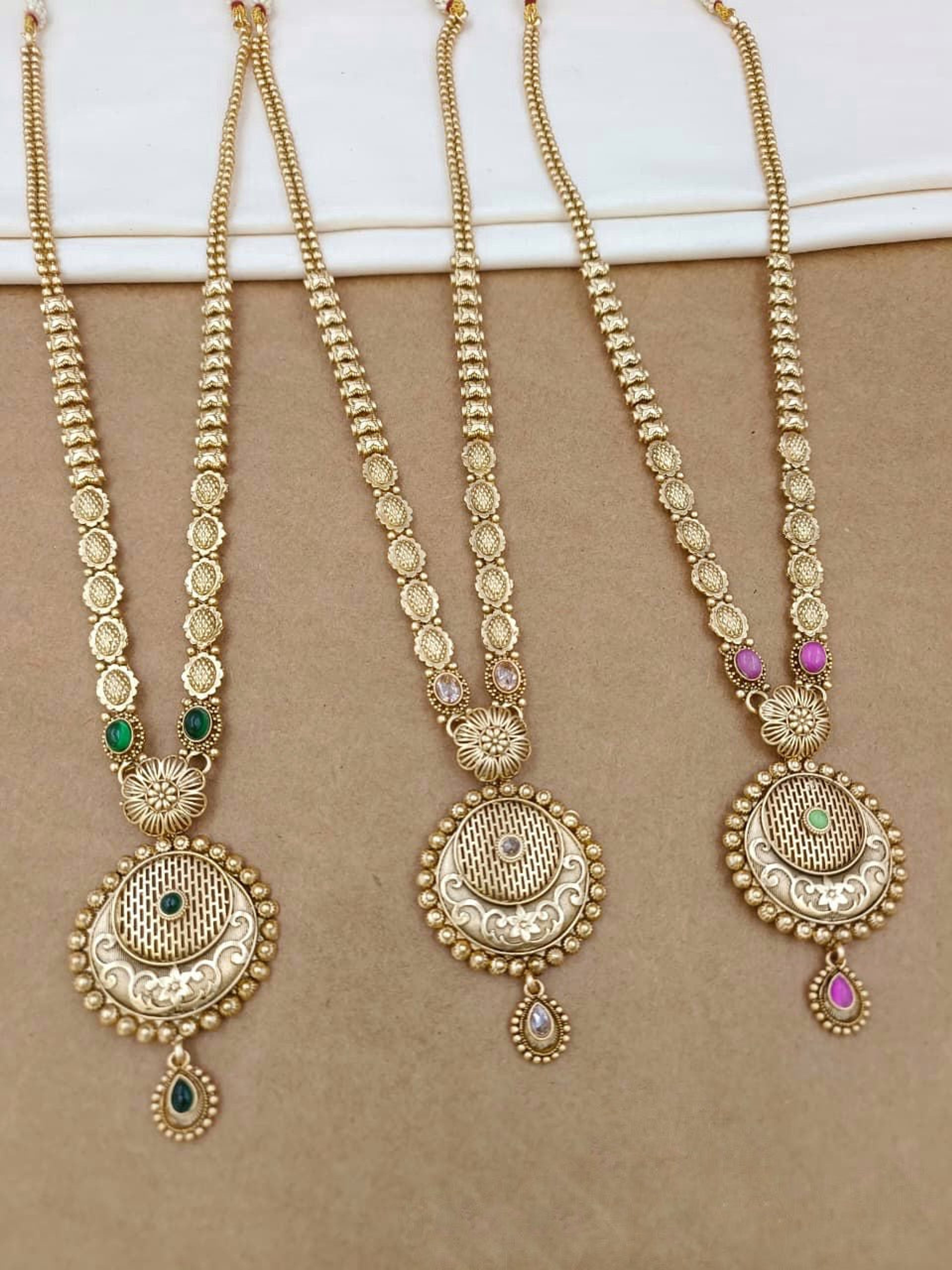 Antique Circular Medallion Long Necklace