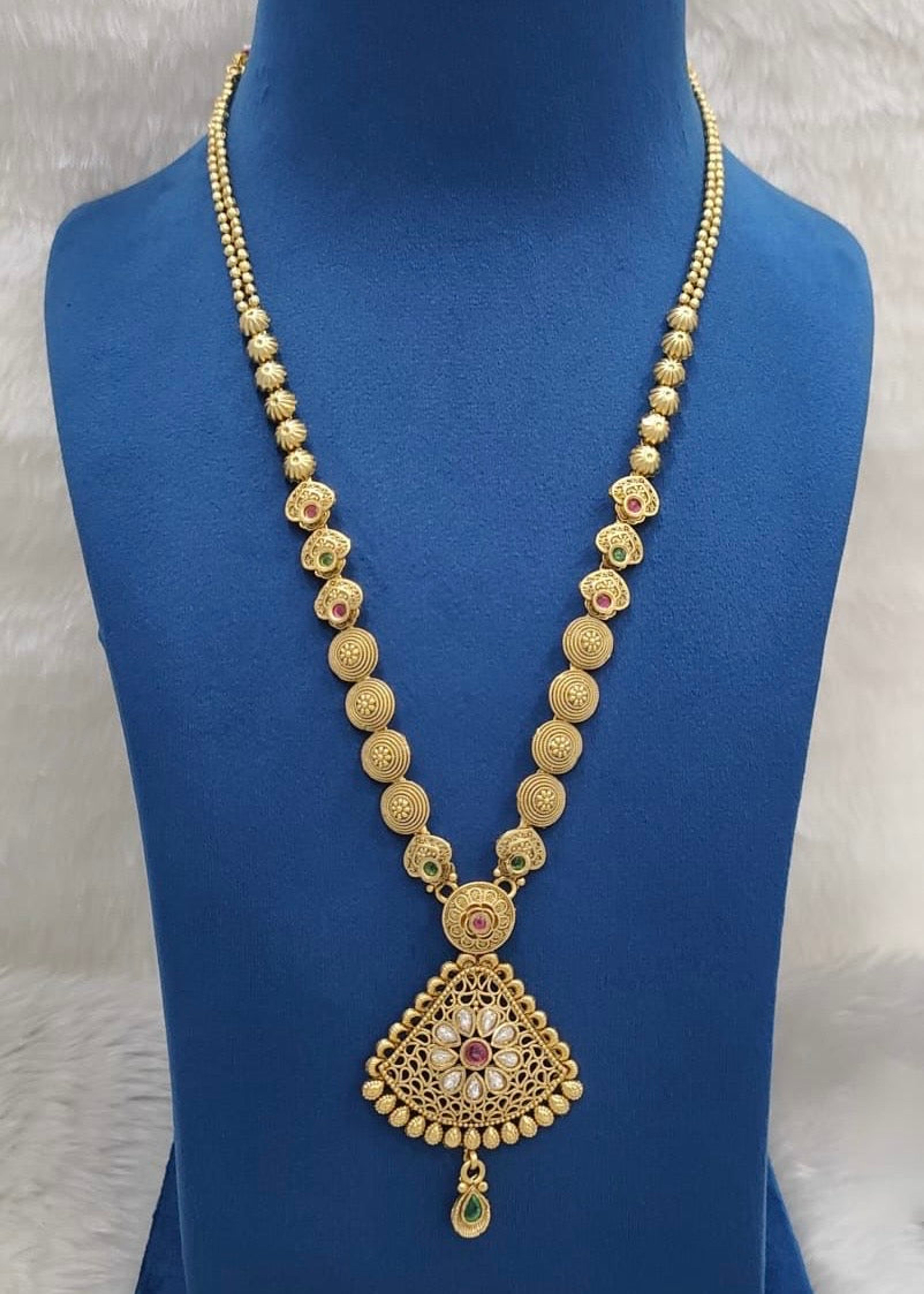 Antique Filigree Pendant Long Necklace