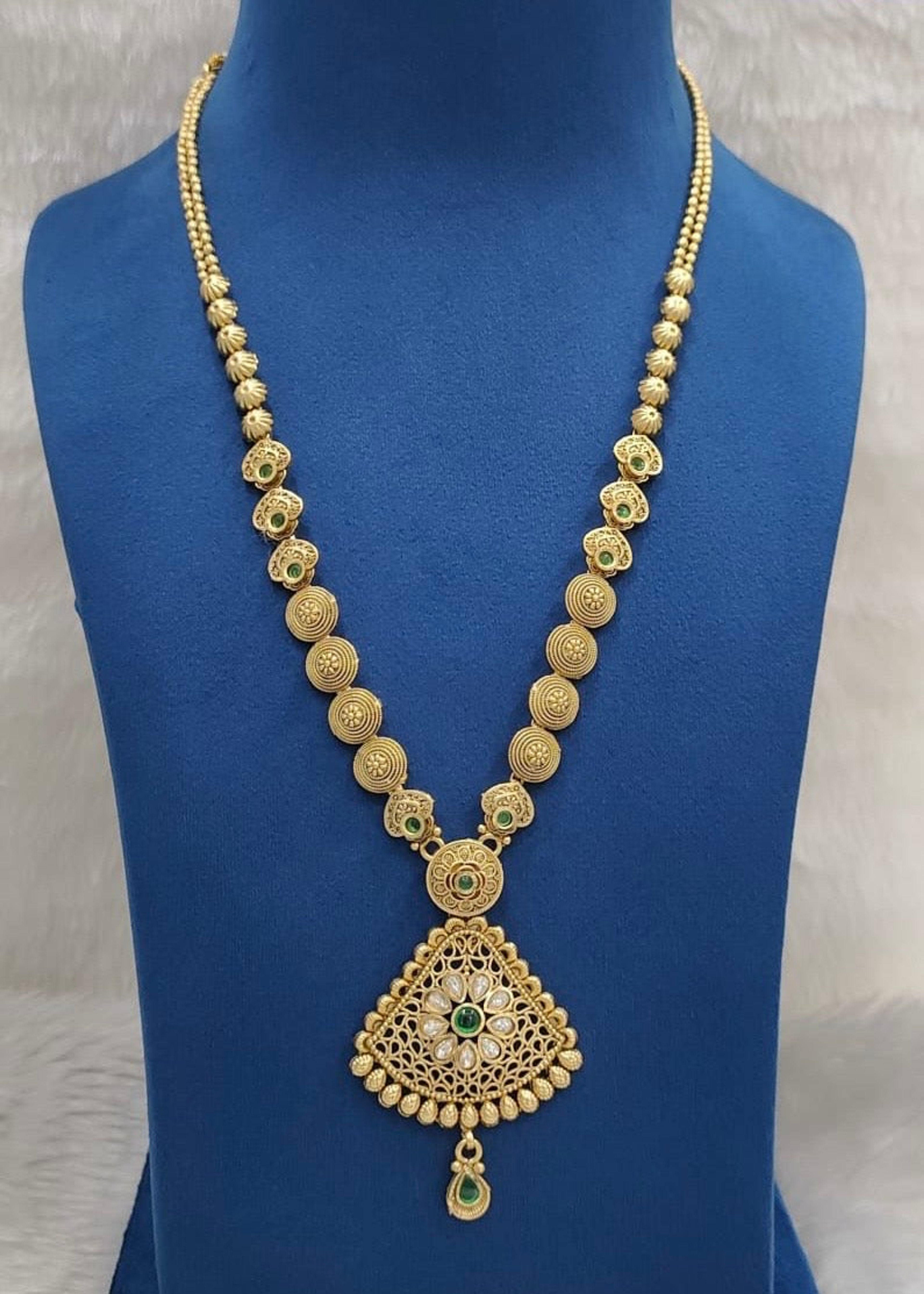 Antique Triangular Floral Long Necklace
