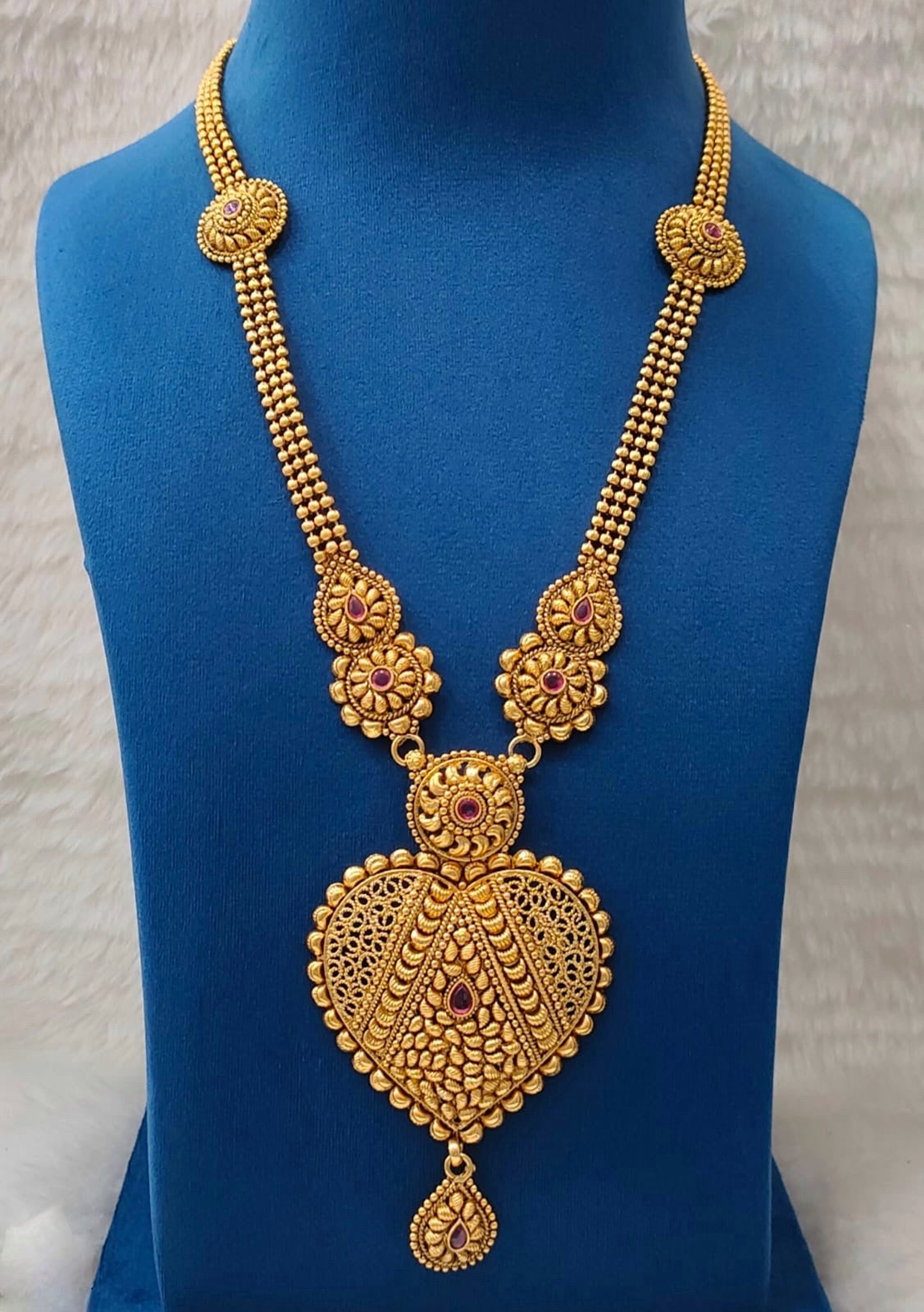 Antique Double-Strand Long Chain with Heart Pendant