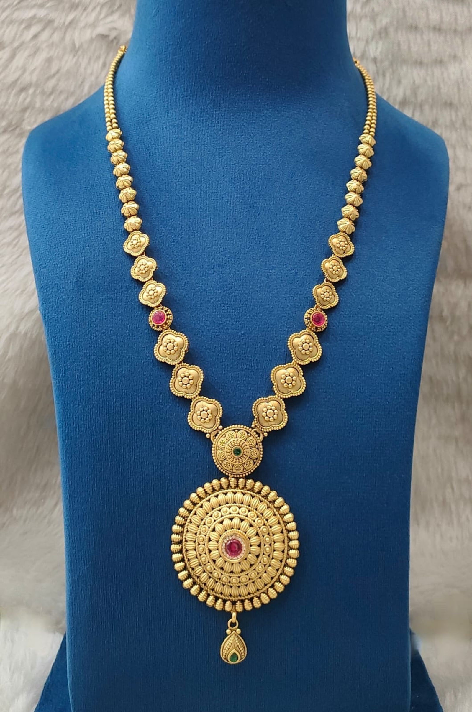 Antique Medallion Pendant Long Necklace