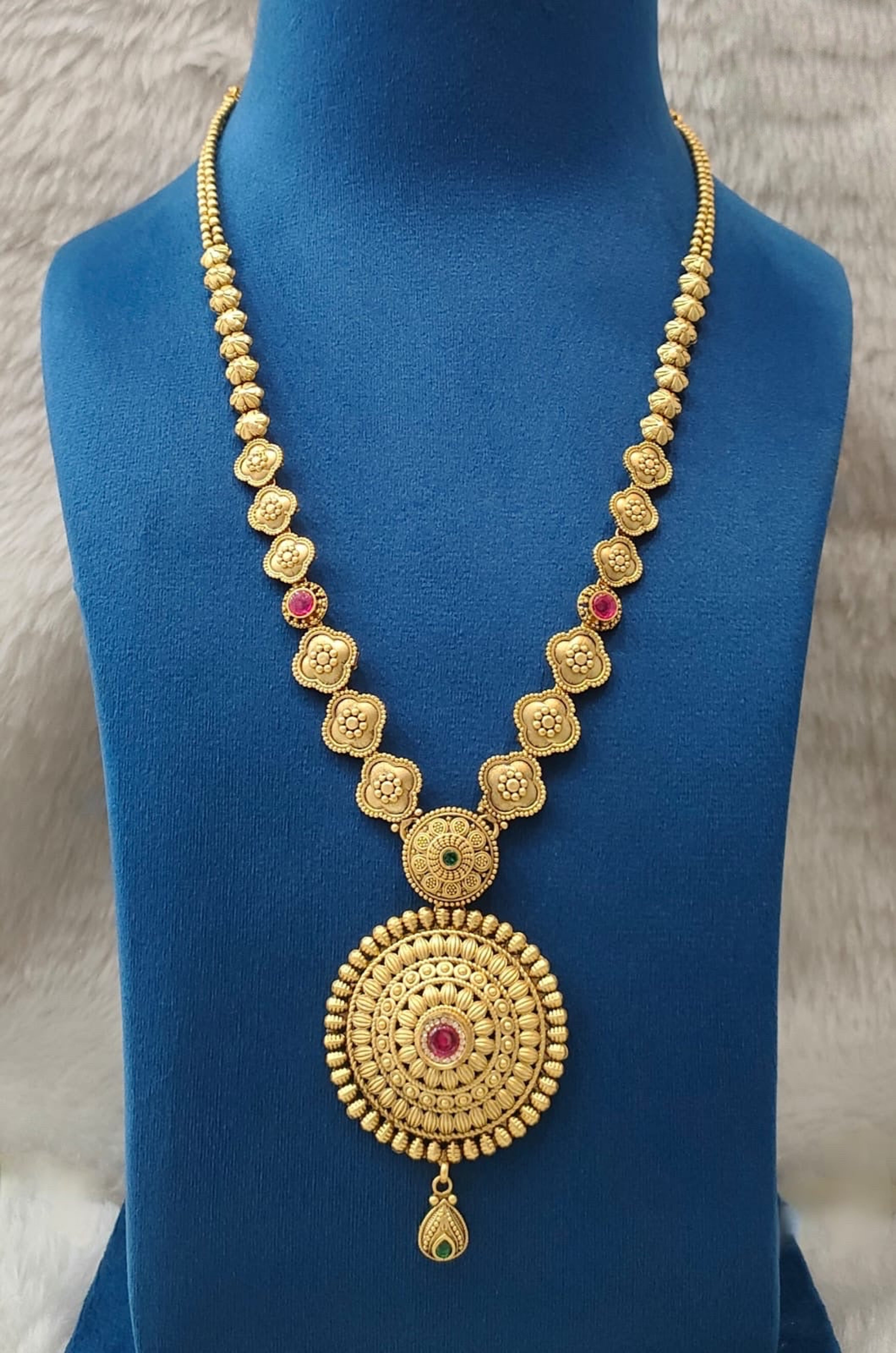 Antique Medallion Pendant Long Necklace