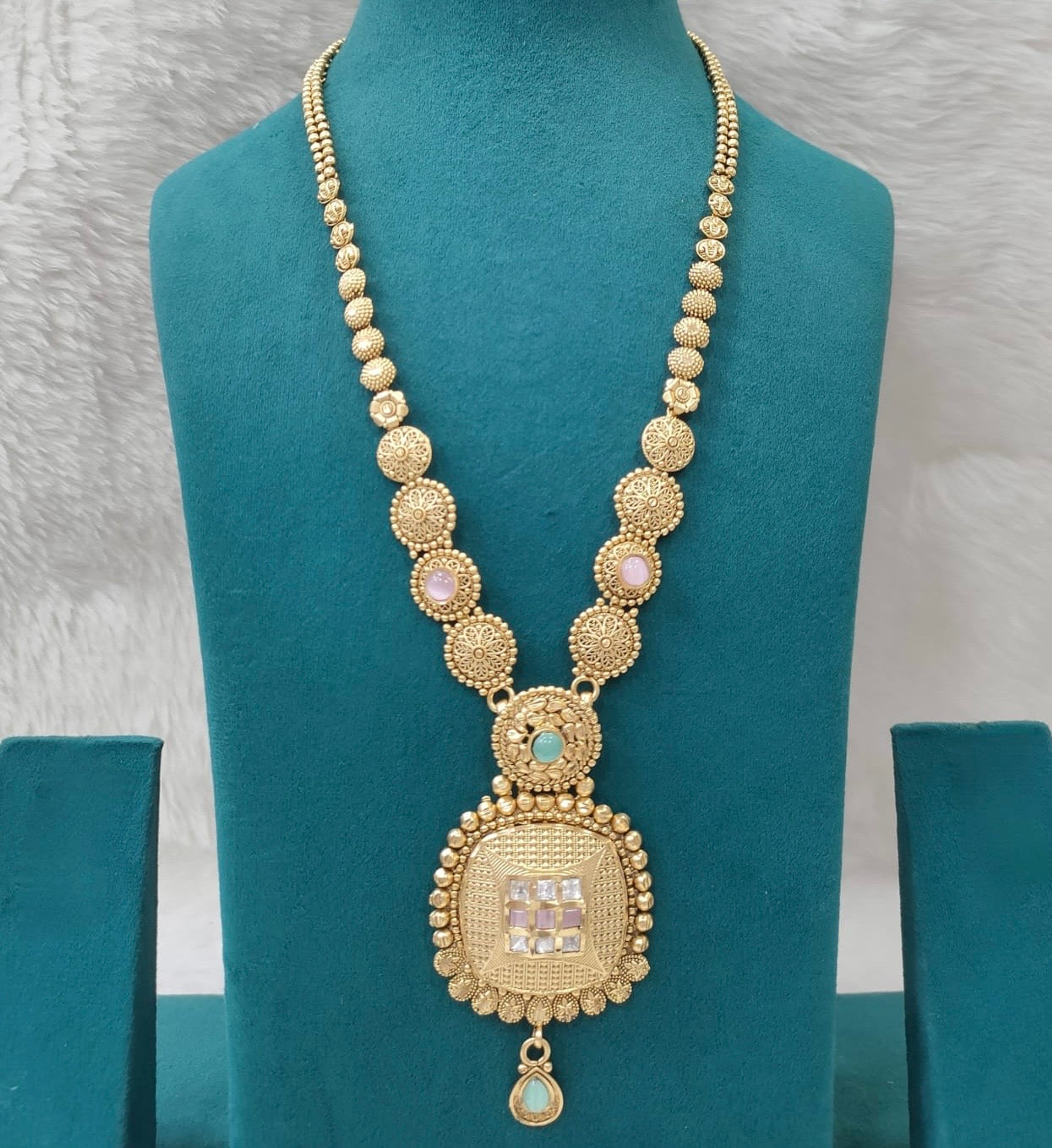 Antique Square Medallion Long Necklace