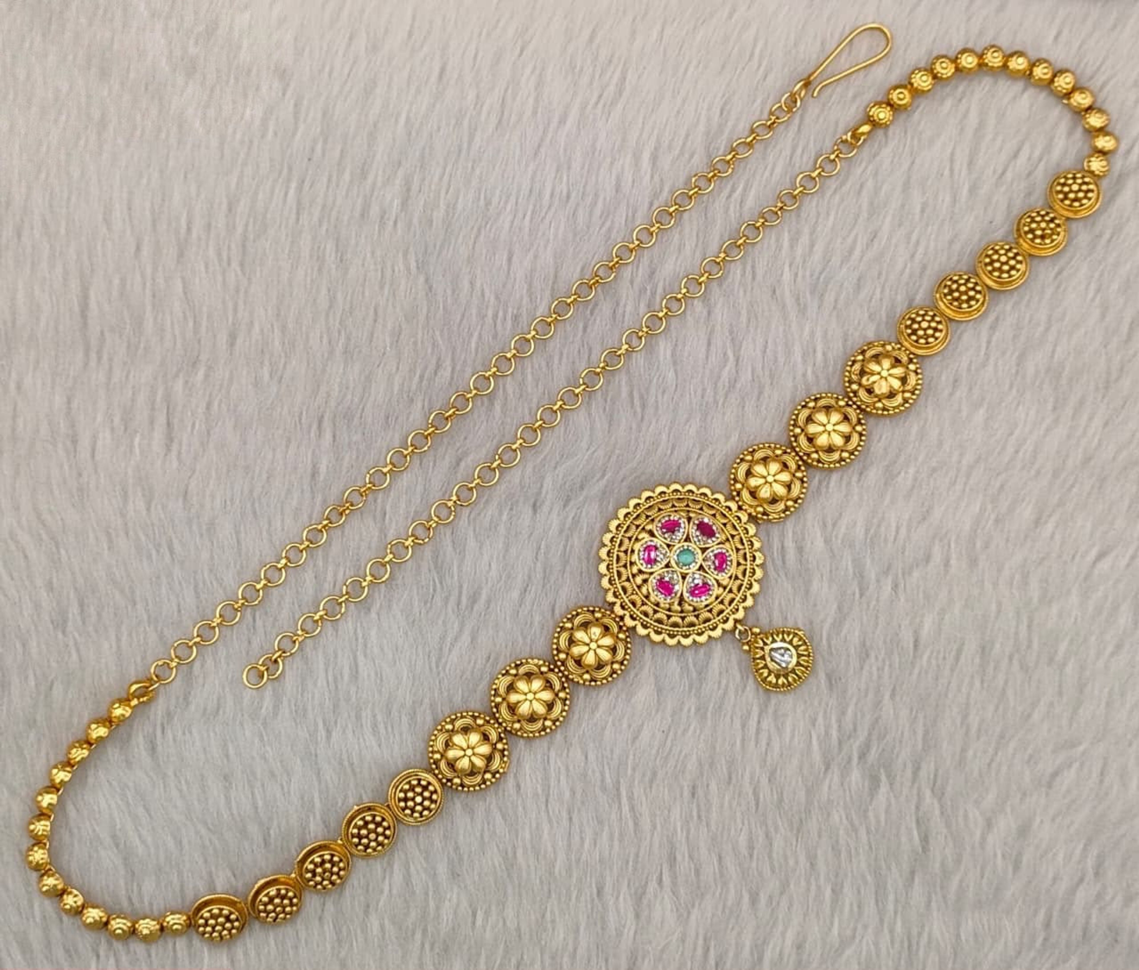 Antique Floral Medallion Waist Chain