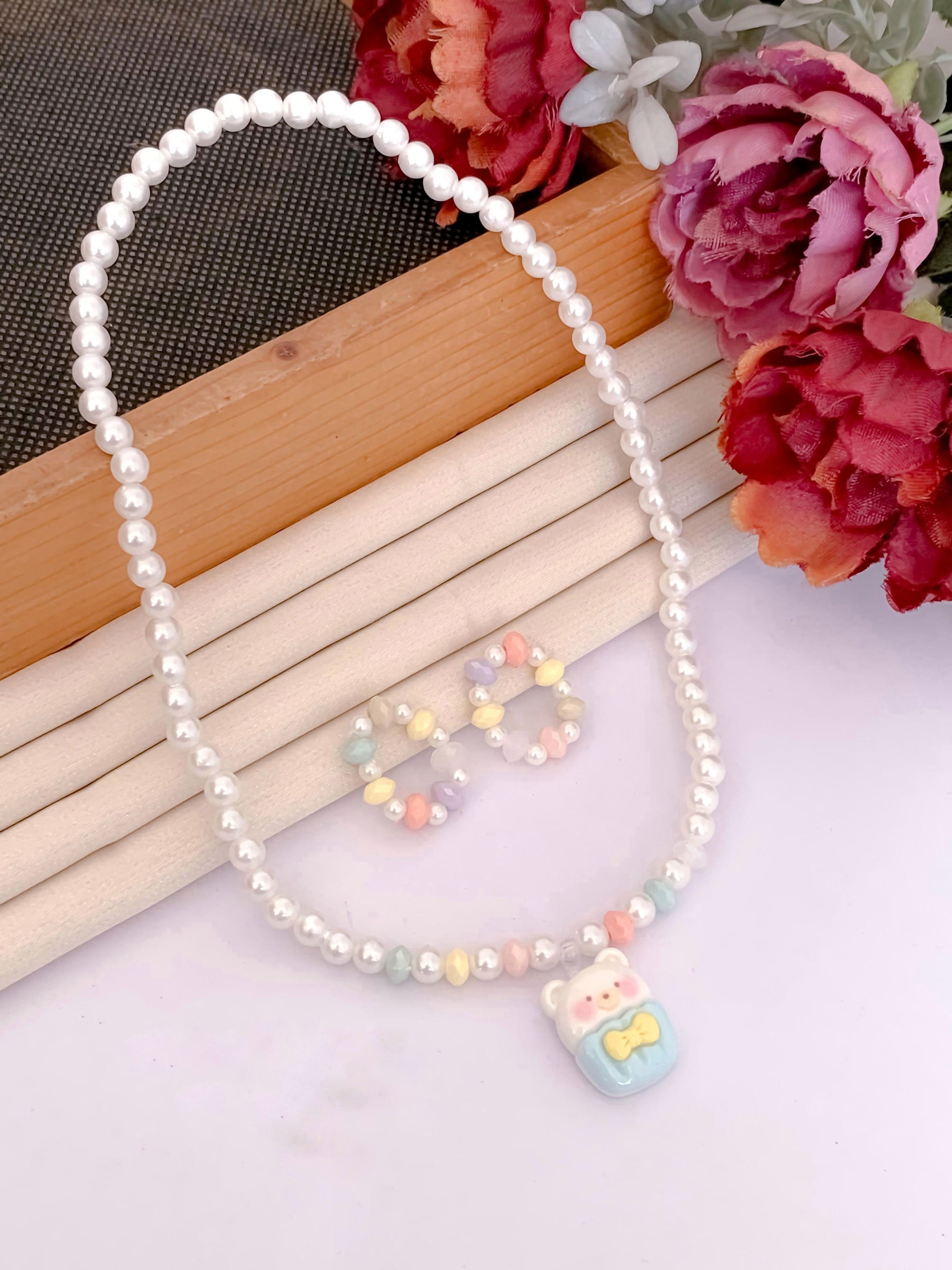 Kids' Cute Bear Pearl Beaded Necklace