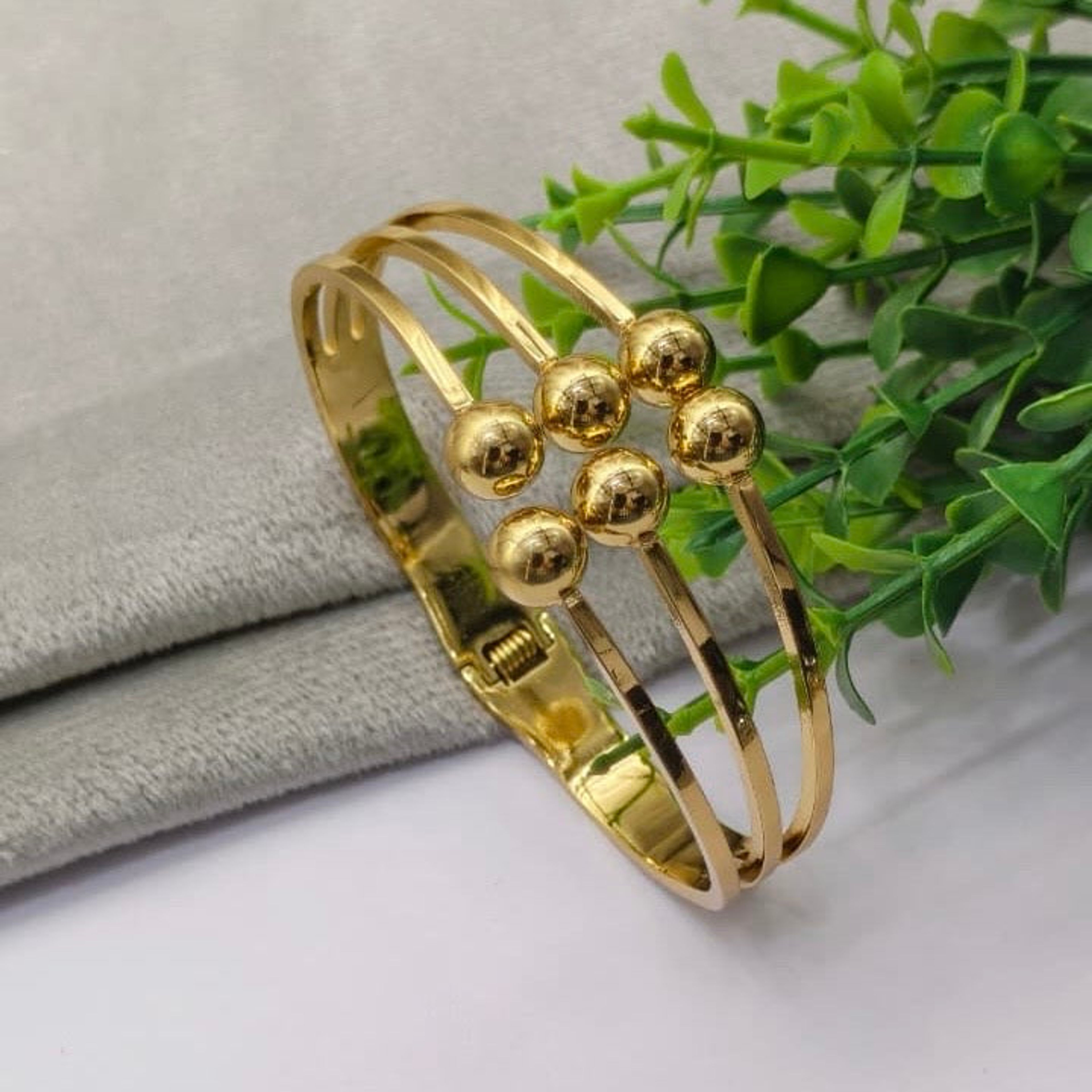 Layered Ball Bangle Anti Tarnish