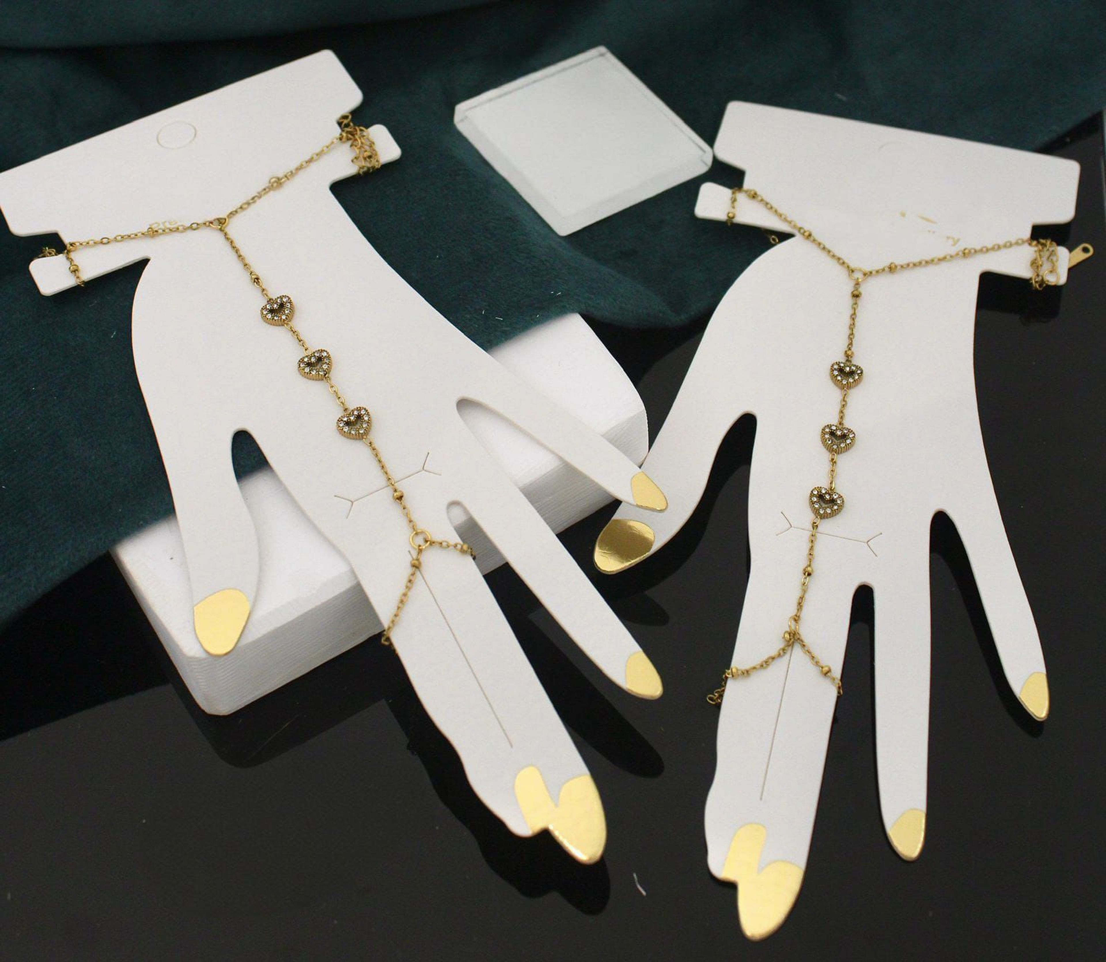 Heart White AD Stone Anti-Tarnish Ring Bracelet