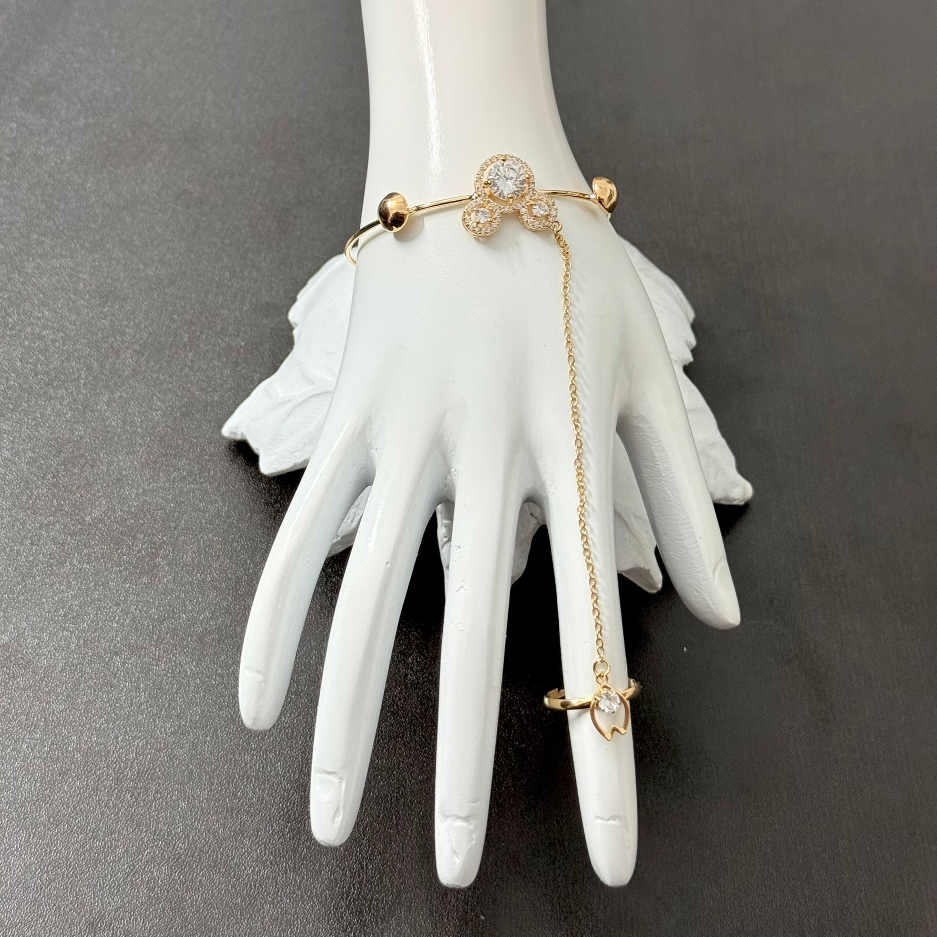 Anti-Tarnish Trefoil Hand Harness Bracelet