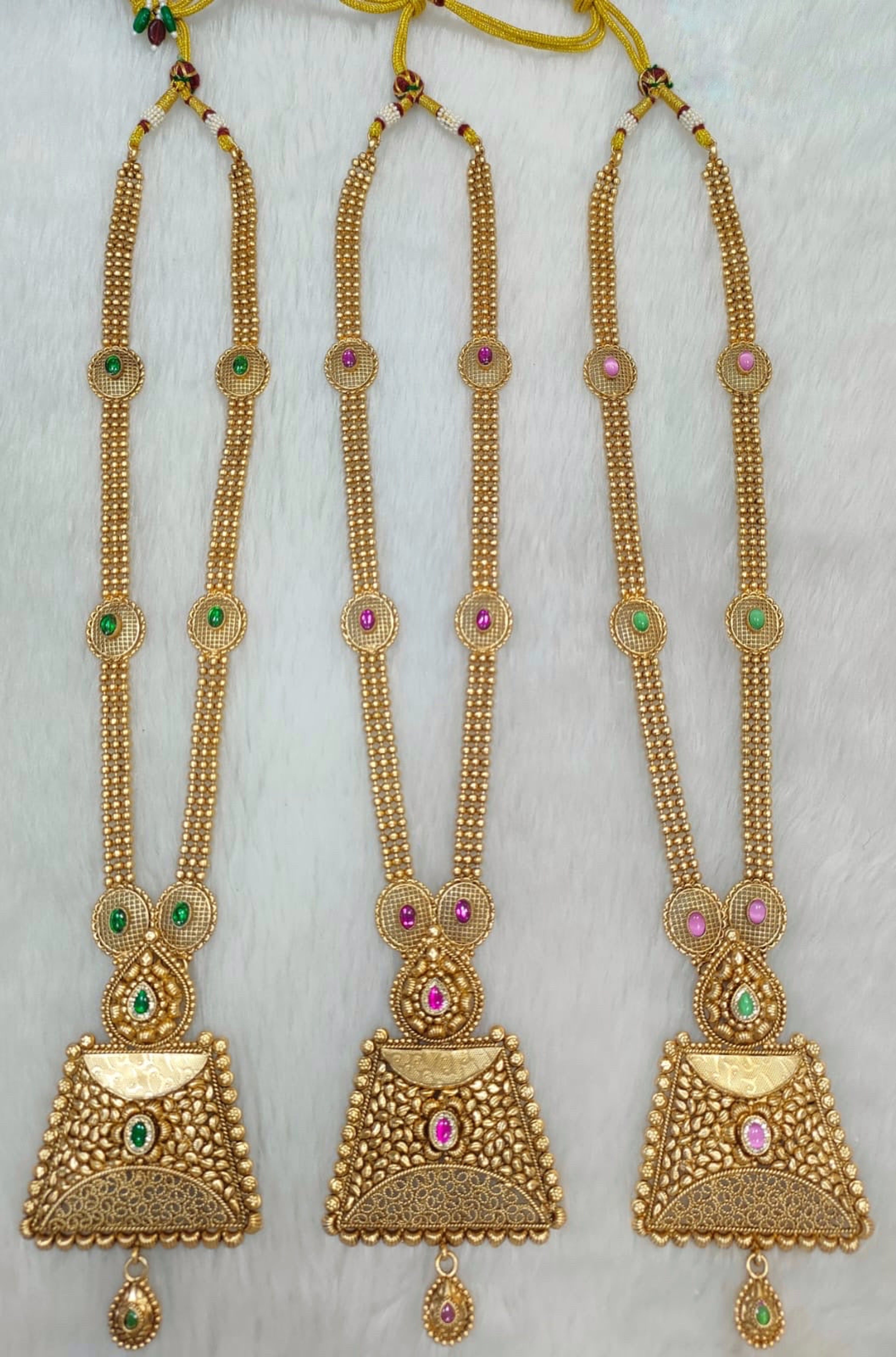 Antique Geometric Pendant Long Necklace