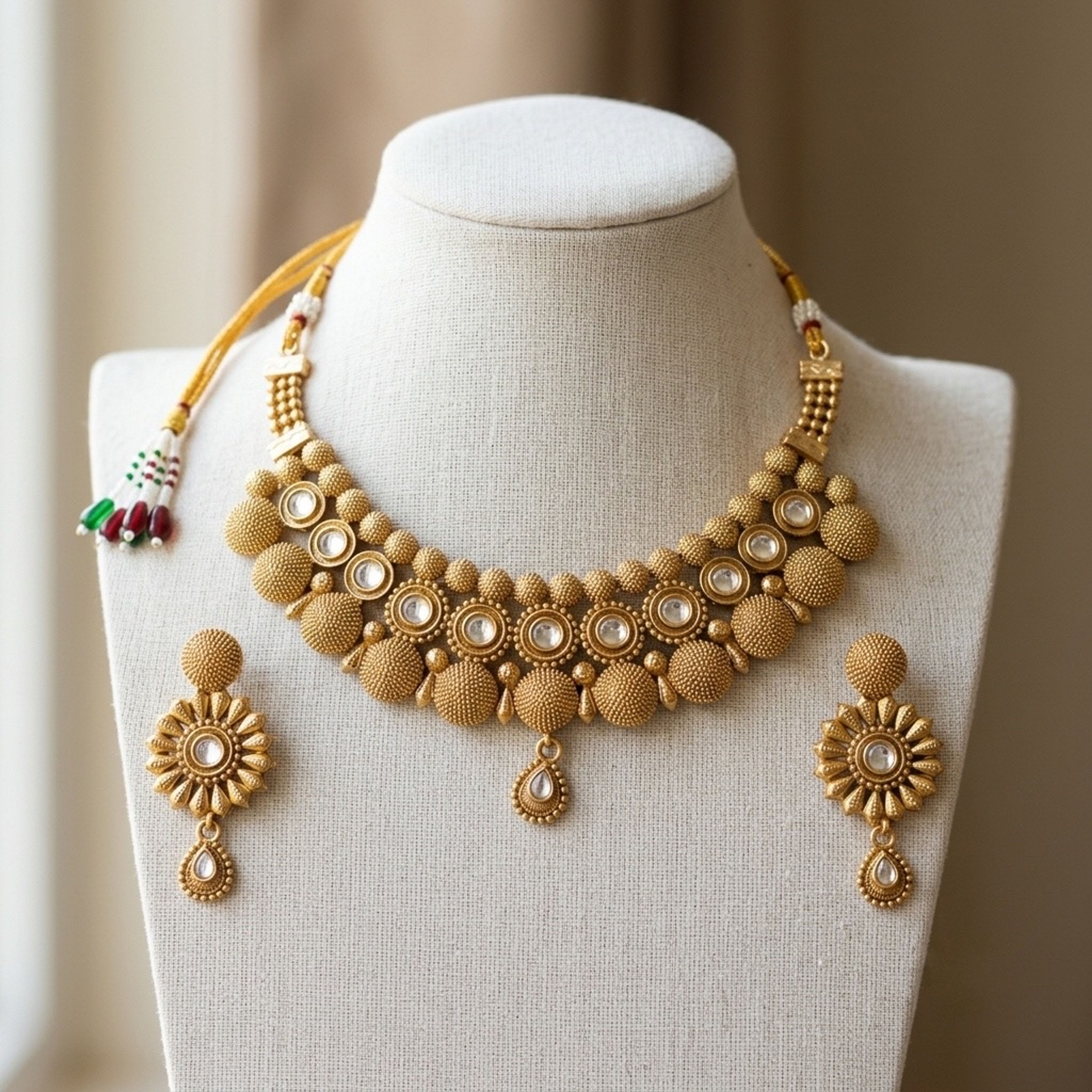 Antique Textured Bead Choker Set