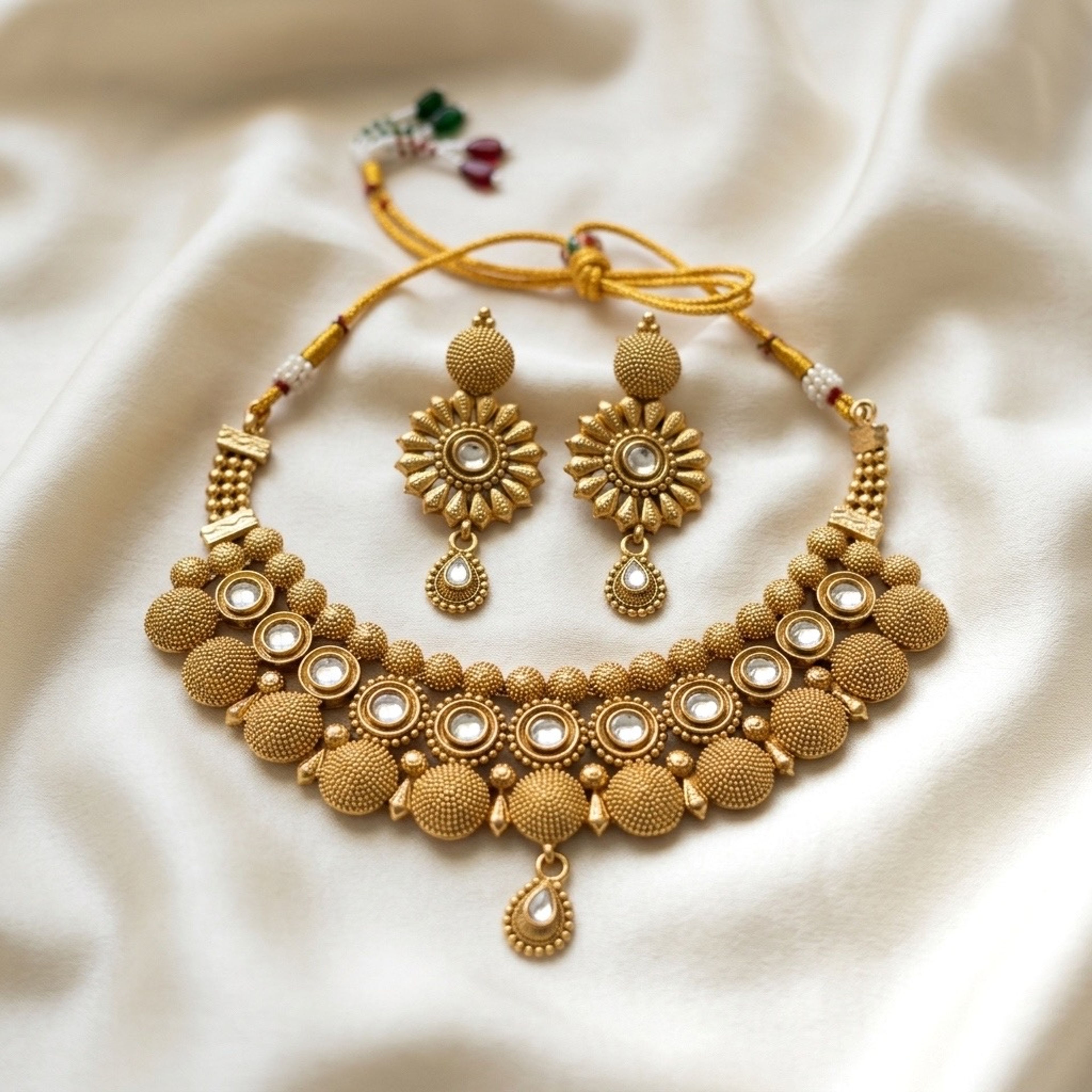 Antique Textured Bead Choker Set