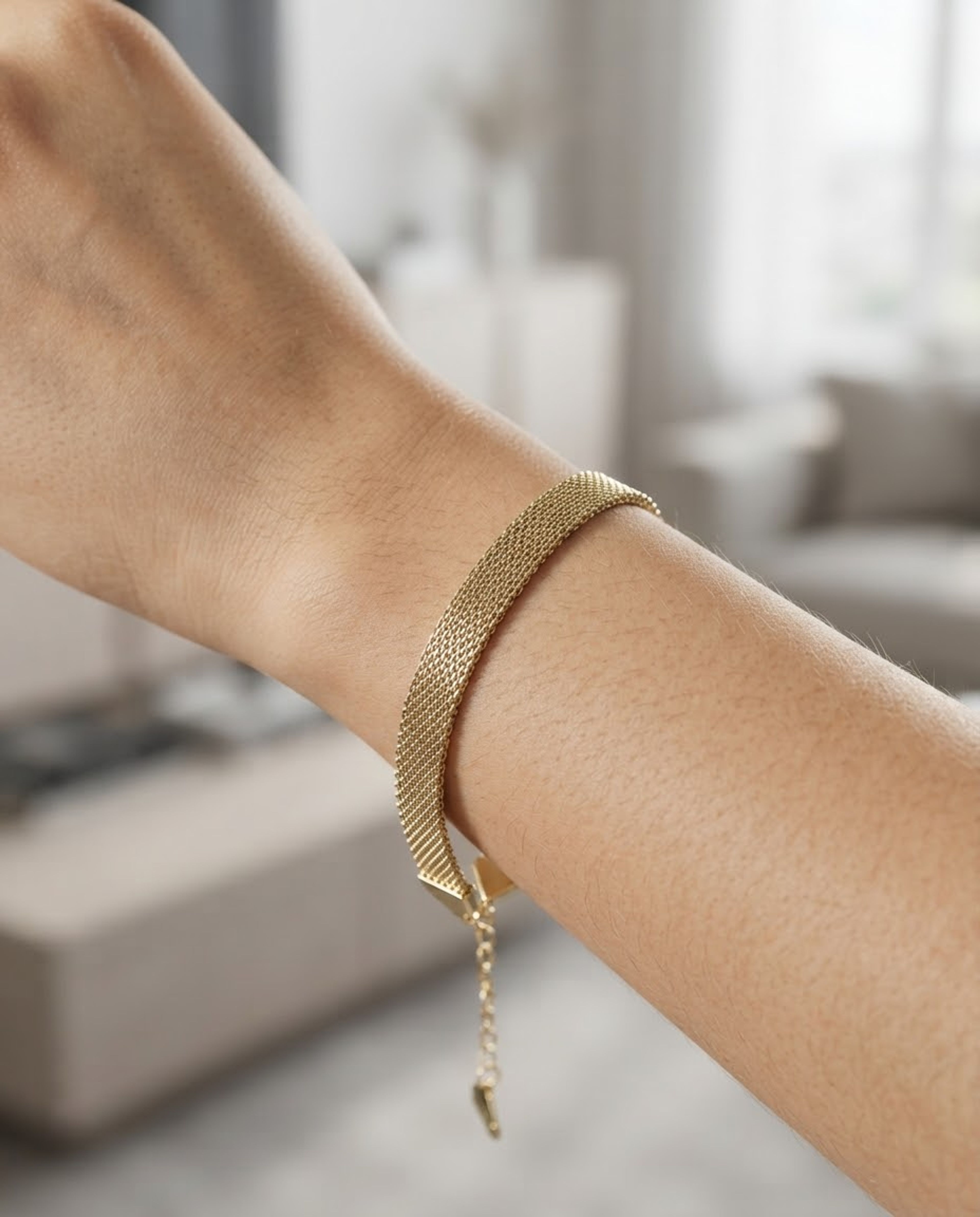 Gold-Tone Stainless Steel Mesh Bracelet