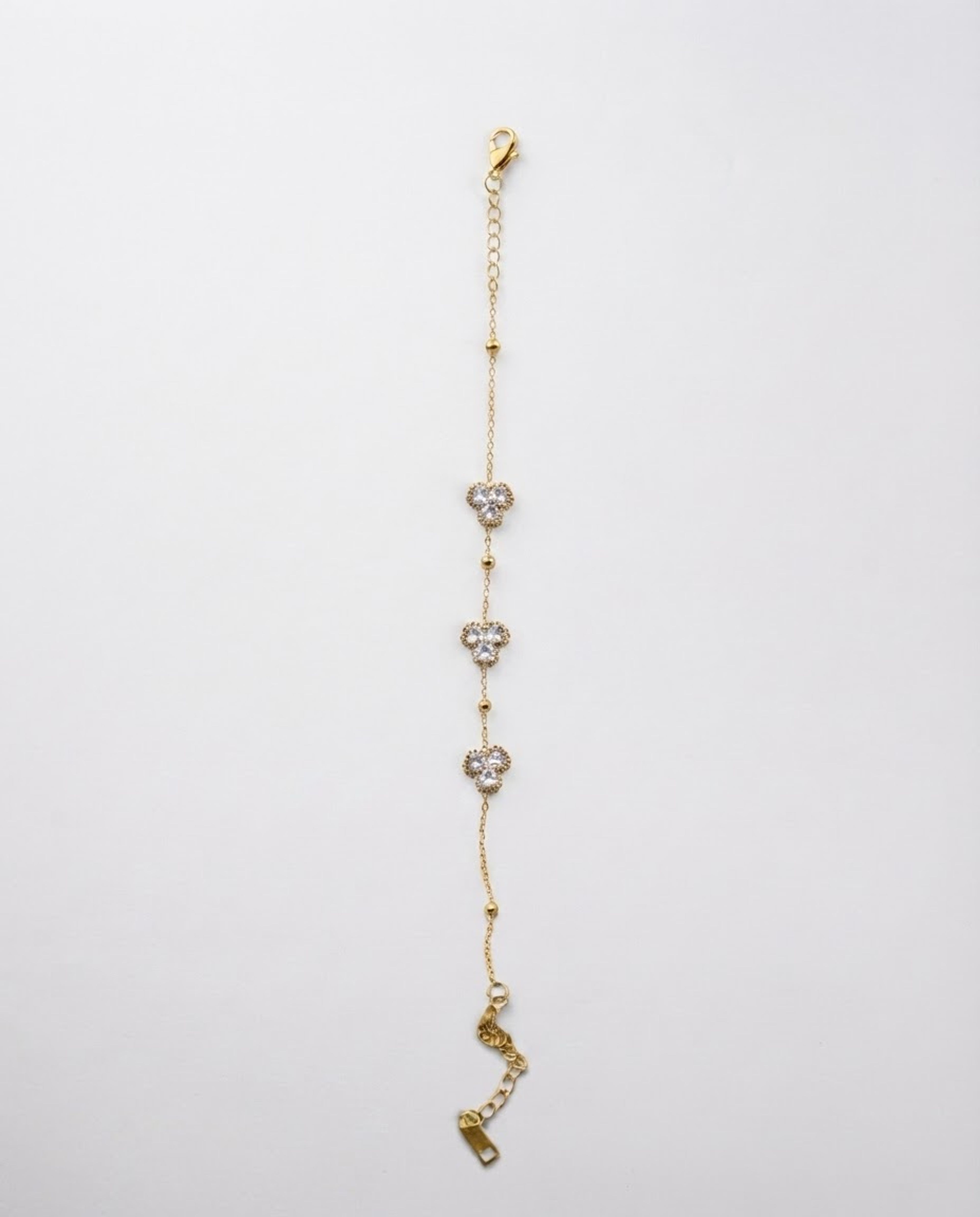 Triple Gem Flower Chain Bracelet Anti Tarnish