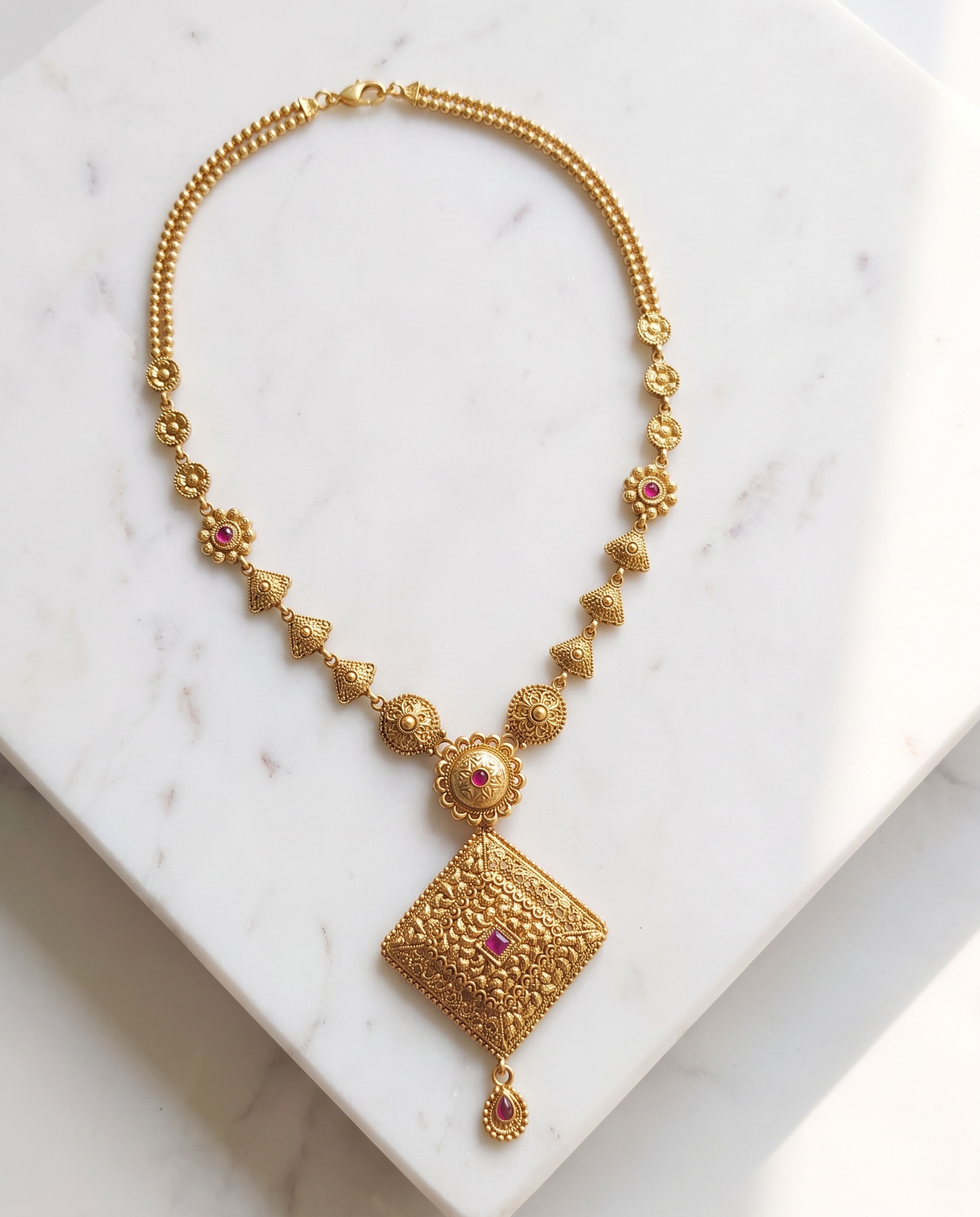 Antique Long Chain laid on white marble