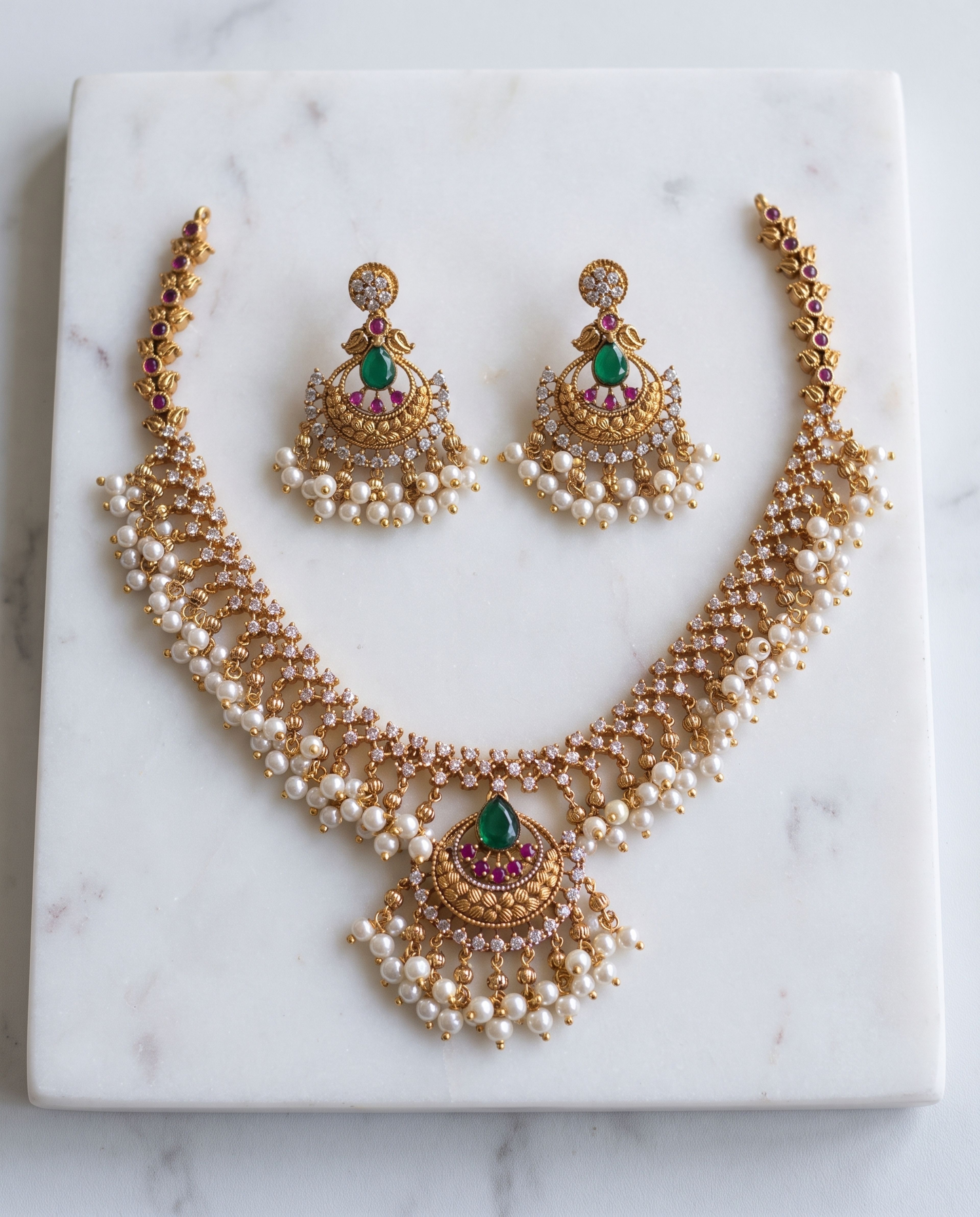 Emira Bridal Set laid on white marble