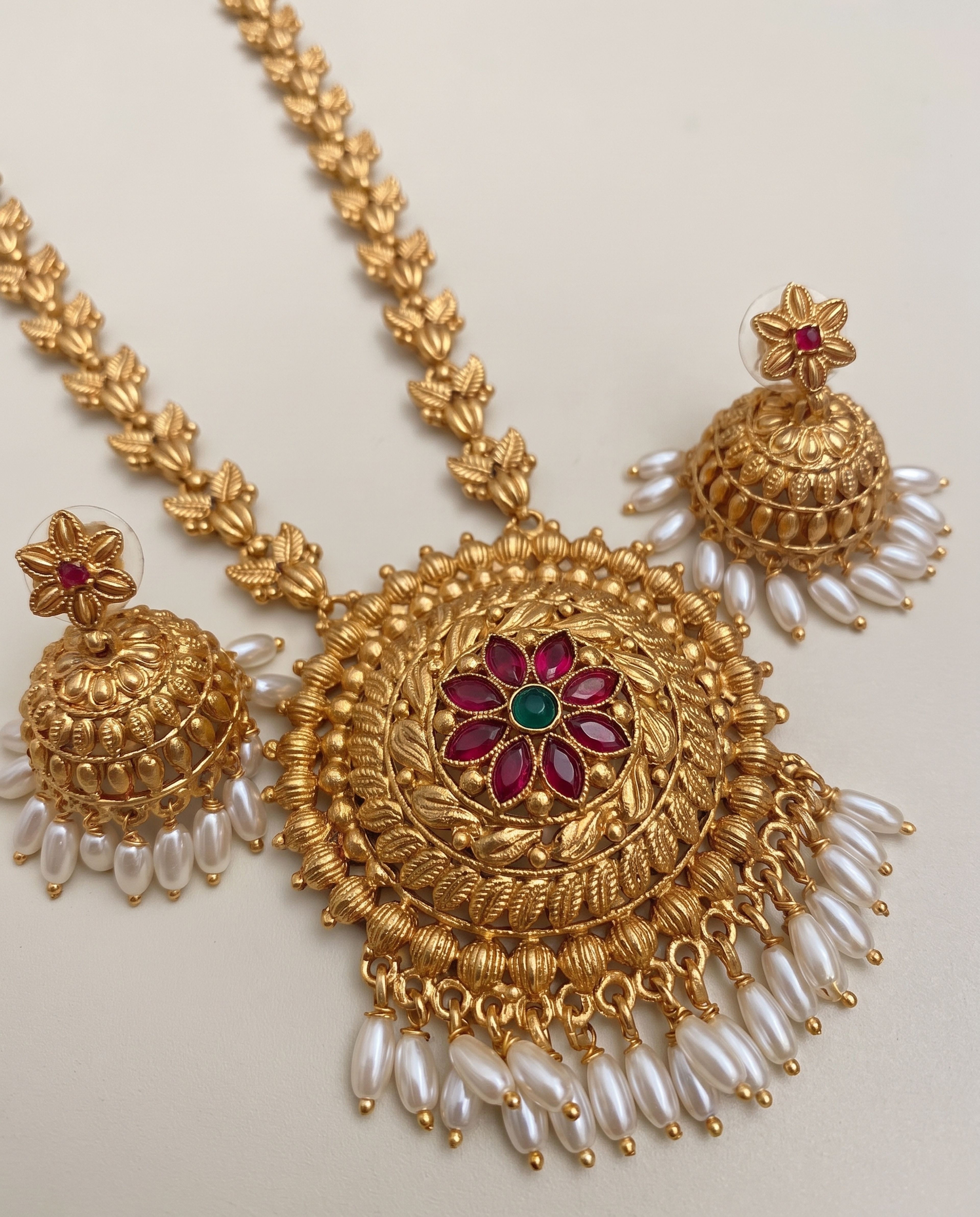 Jhumka Haram Set, close-up of the detail