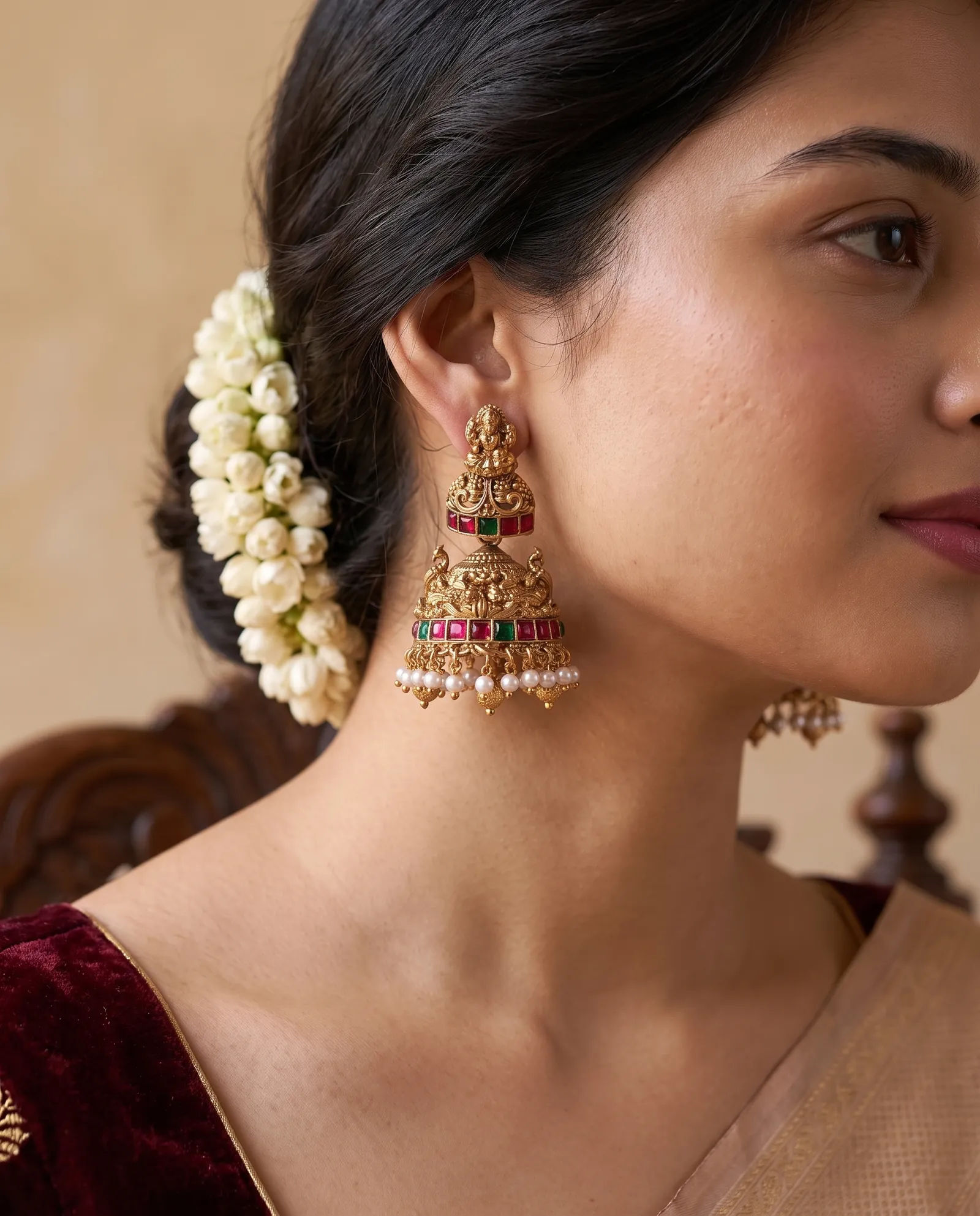 Kemp Jhumkas worn