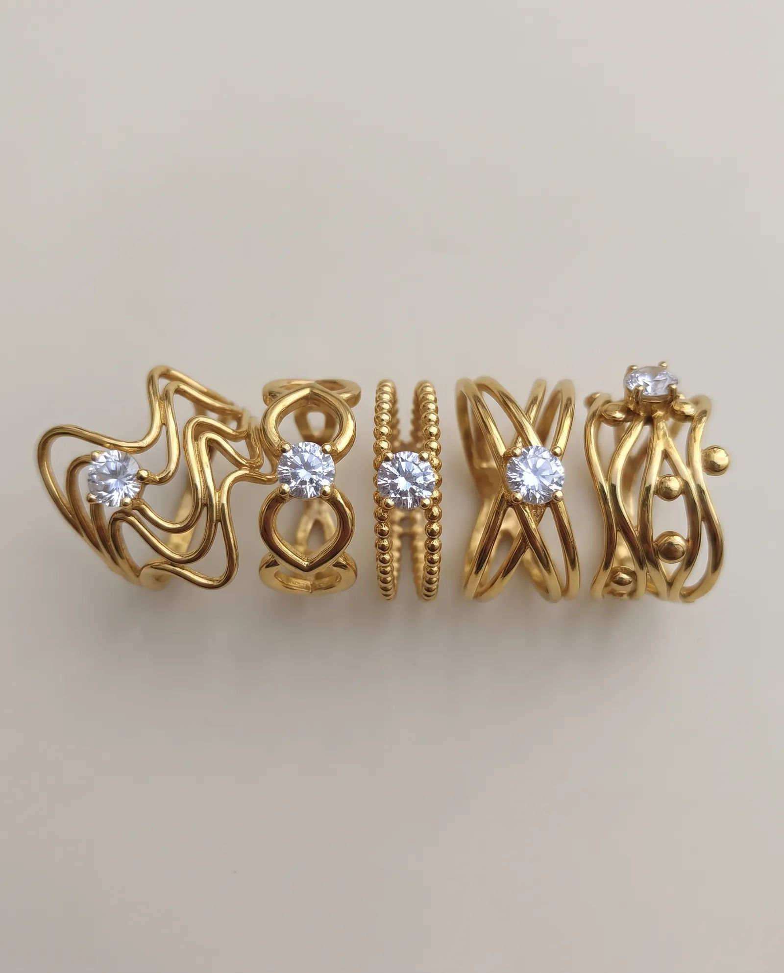 5-Piece Anti-Tarnish Openwork Ring Combo, close-up of the detail
