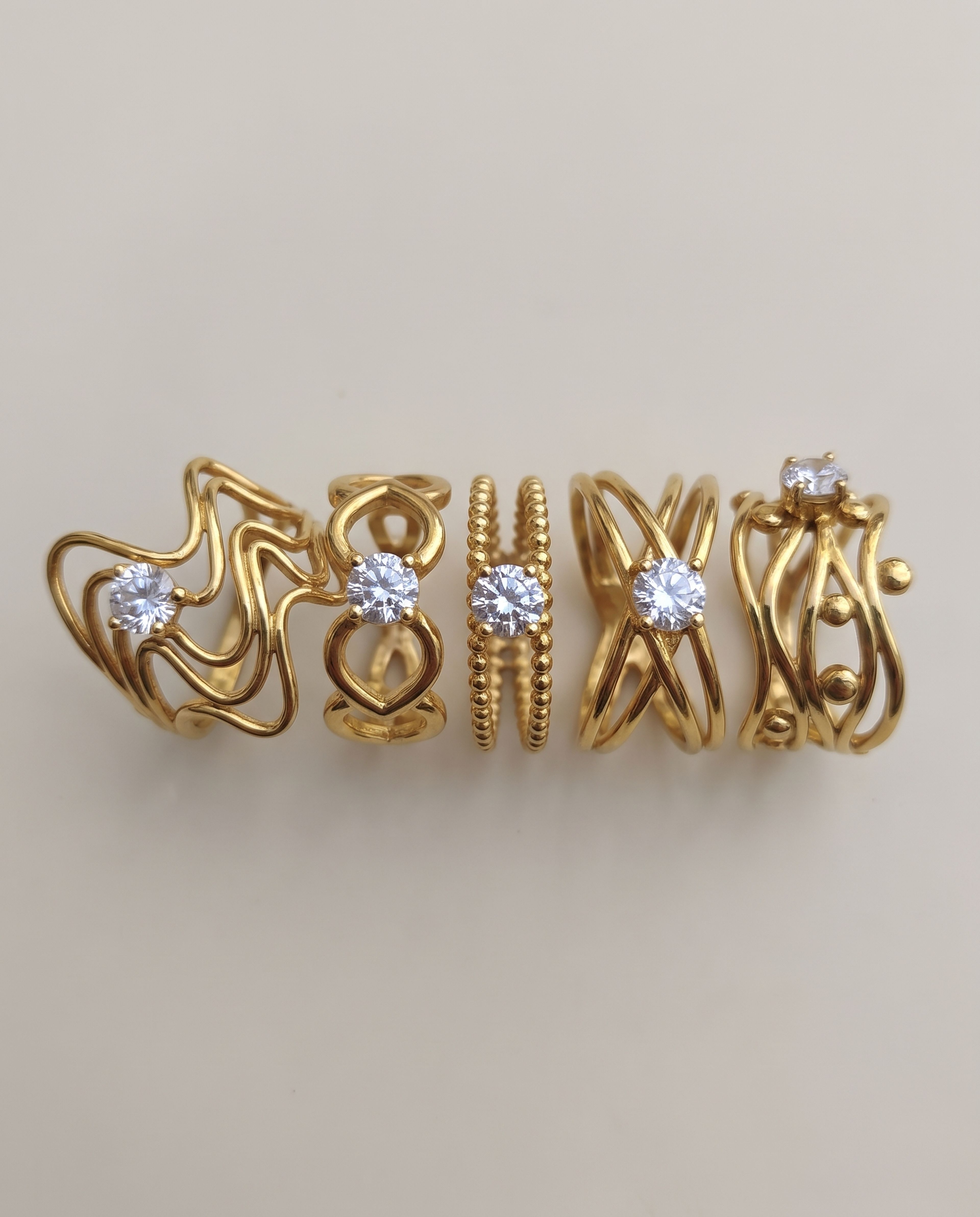 5-Piece Anti-Tarnish Openwork Ring Combo, close-up of the detail