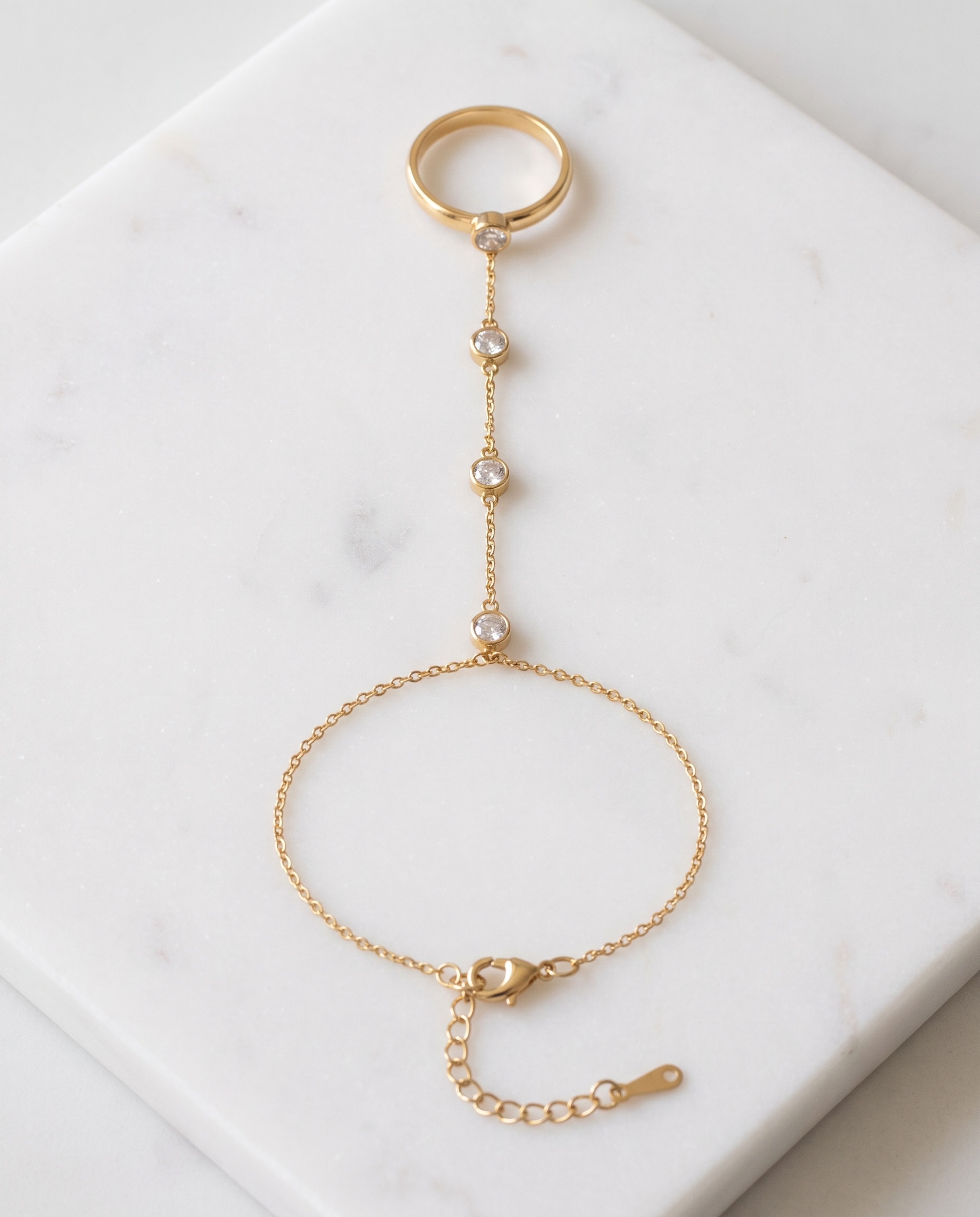 Ring Bracelet Anti Tarnish laid on white marble