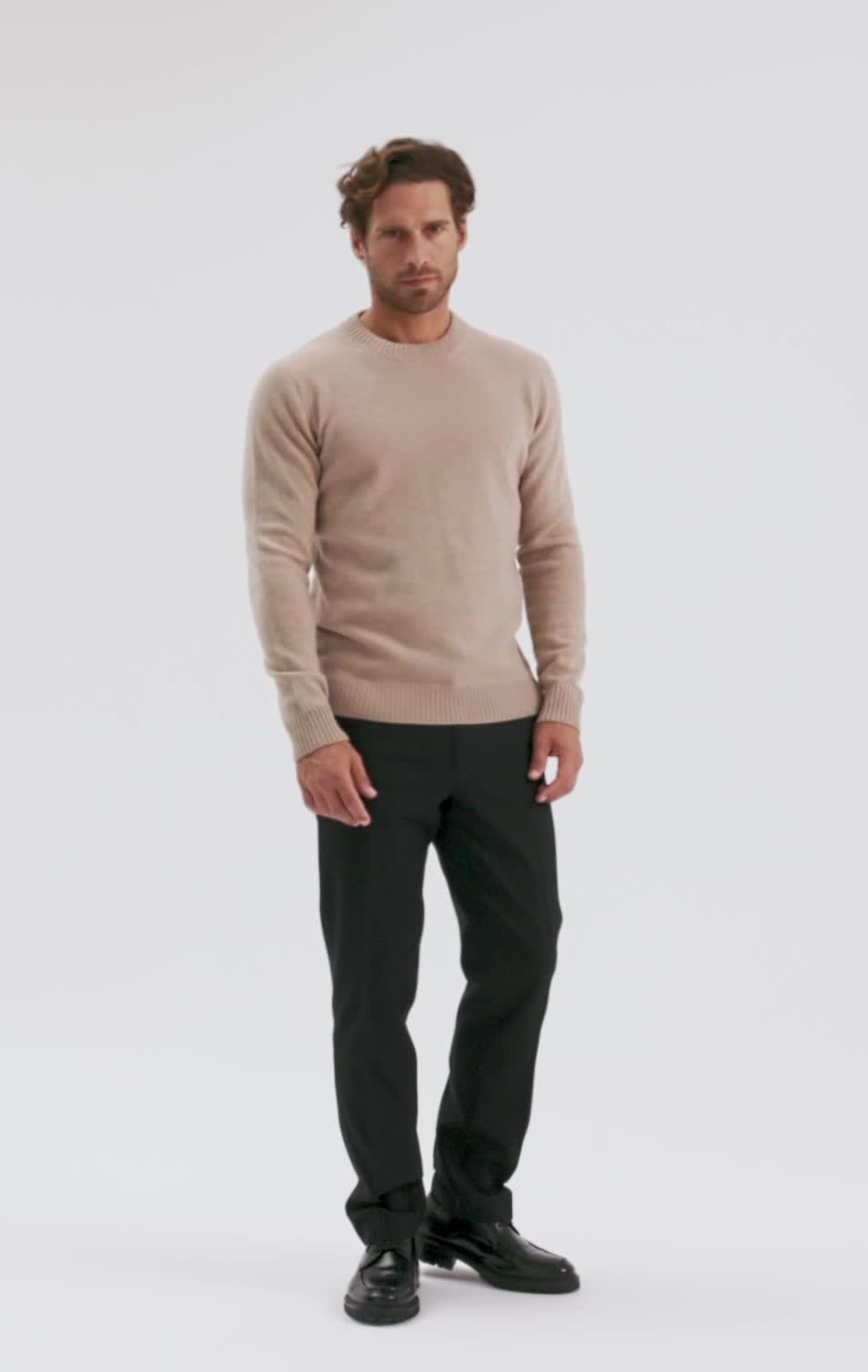Regular Fit Fine-knit Sweater - Beige melange - Men