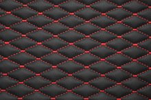 BRESCIA QUILTED 2 x 4 cm 0001 Black with red stitching surface sample