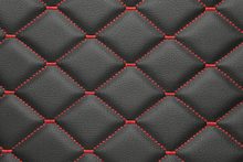 TOSCANO QUILTED 6 x 5 cm 0001 Black with red stitching surface sample