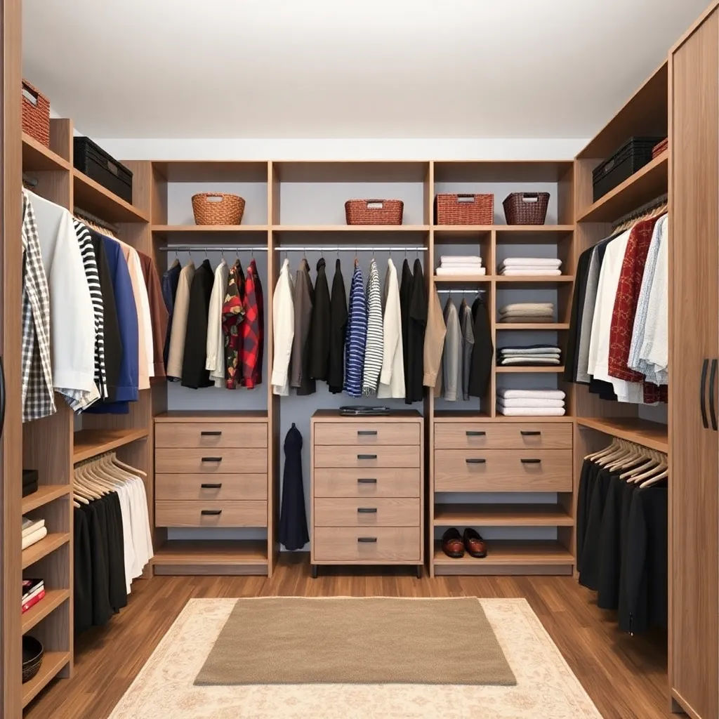 Walk-in Closet Designs with organized shelves and hanging spaces