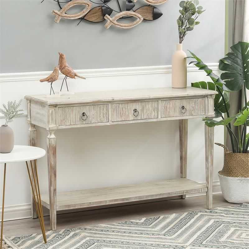 Featured Image of Geometric White Console Tables