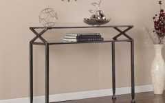 Black Round Glass-top Console Tables
