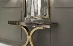 Gold and Mirror Modern Cube Console Tables